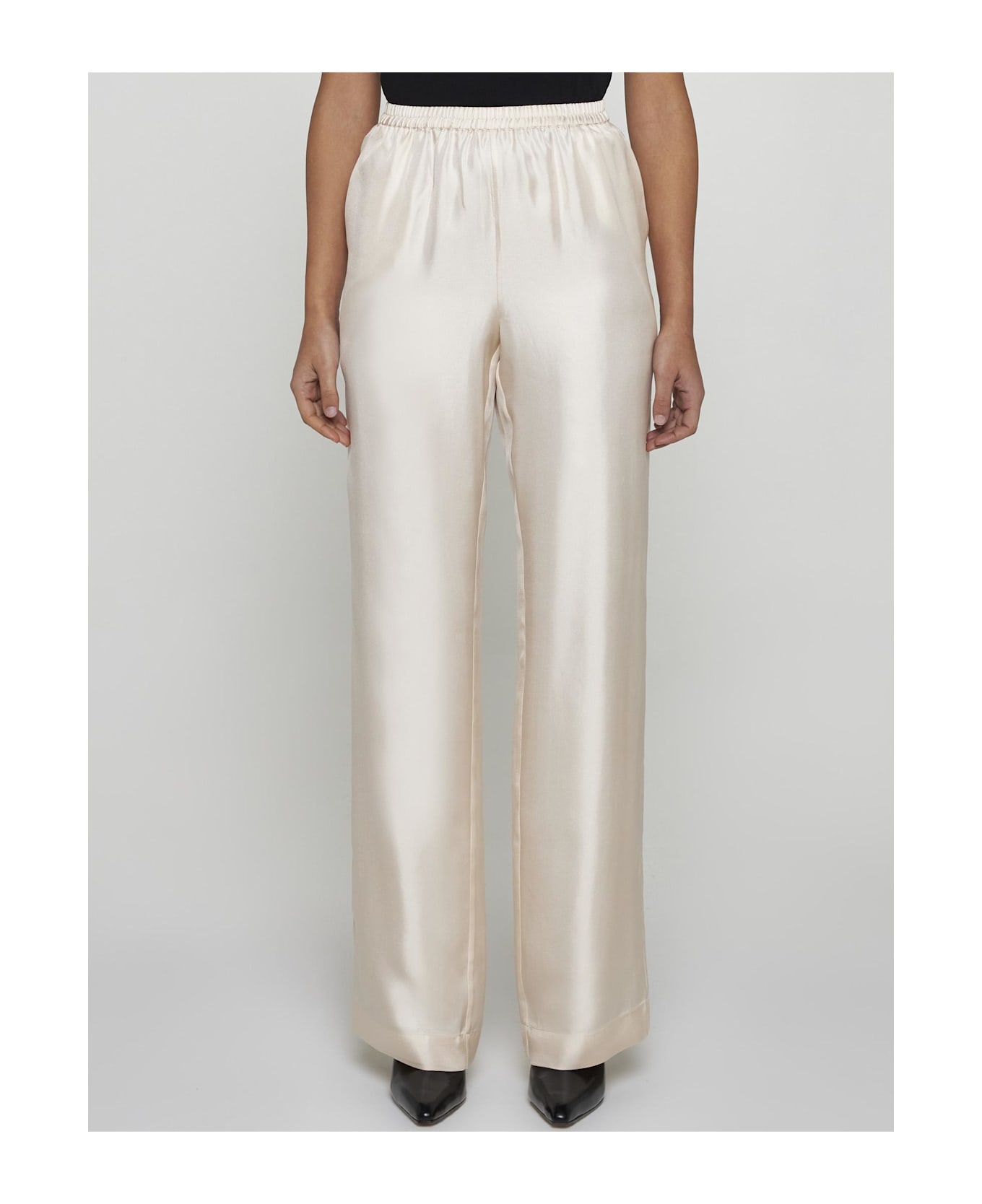 Loulou Studio Alera Silk Trousers - CREAM ROSE