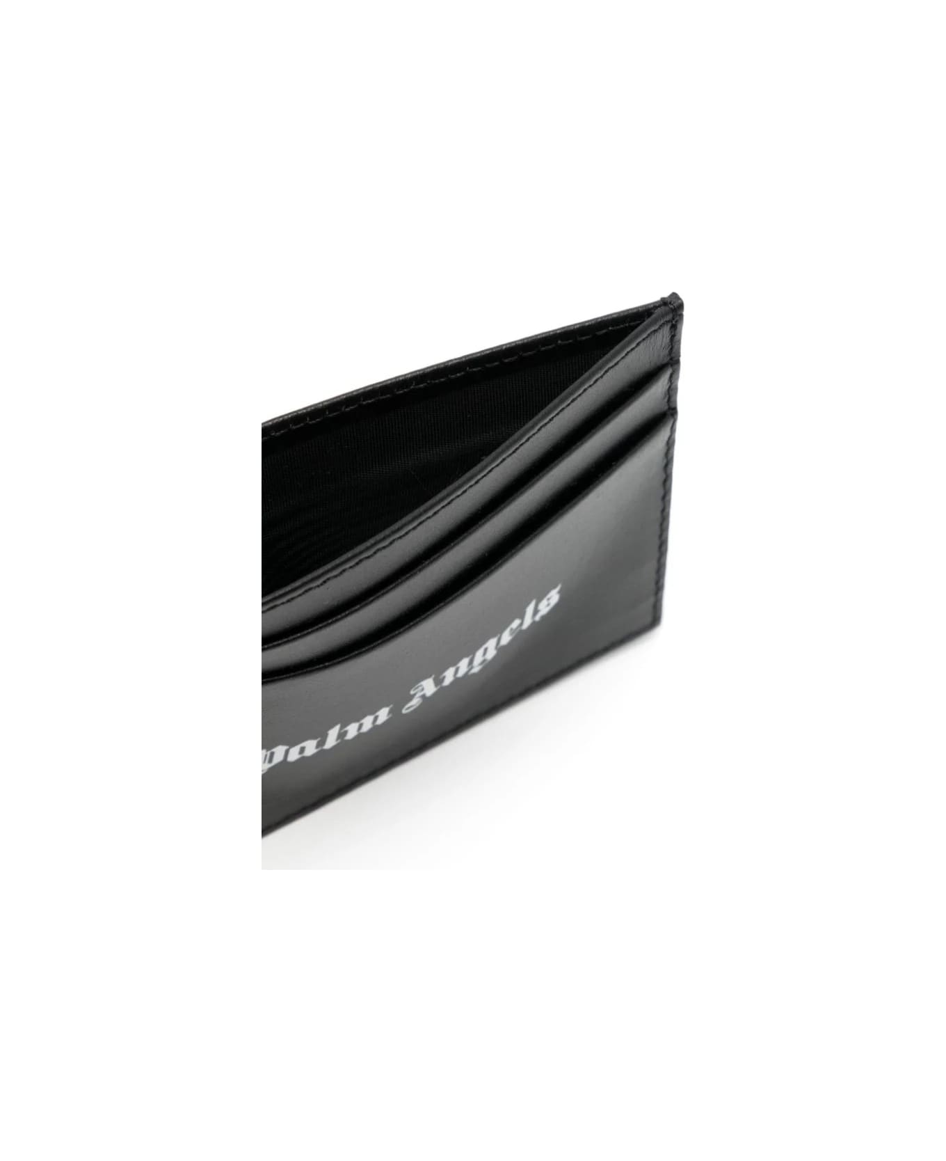 Palm Angels Black Card Holder With White Logo - Black