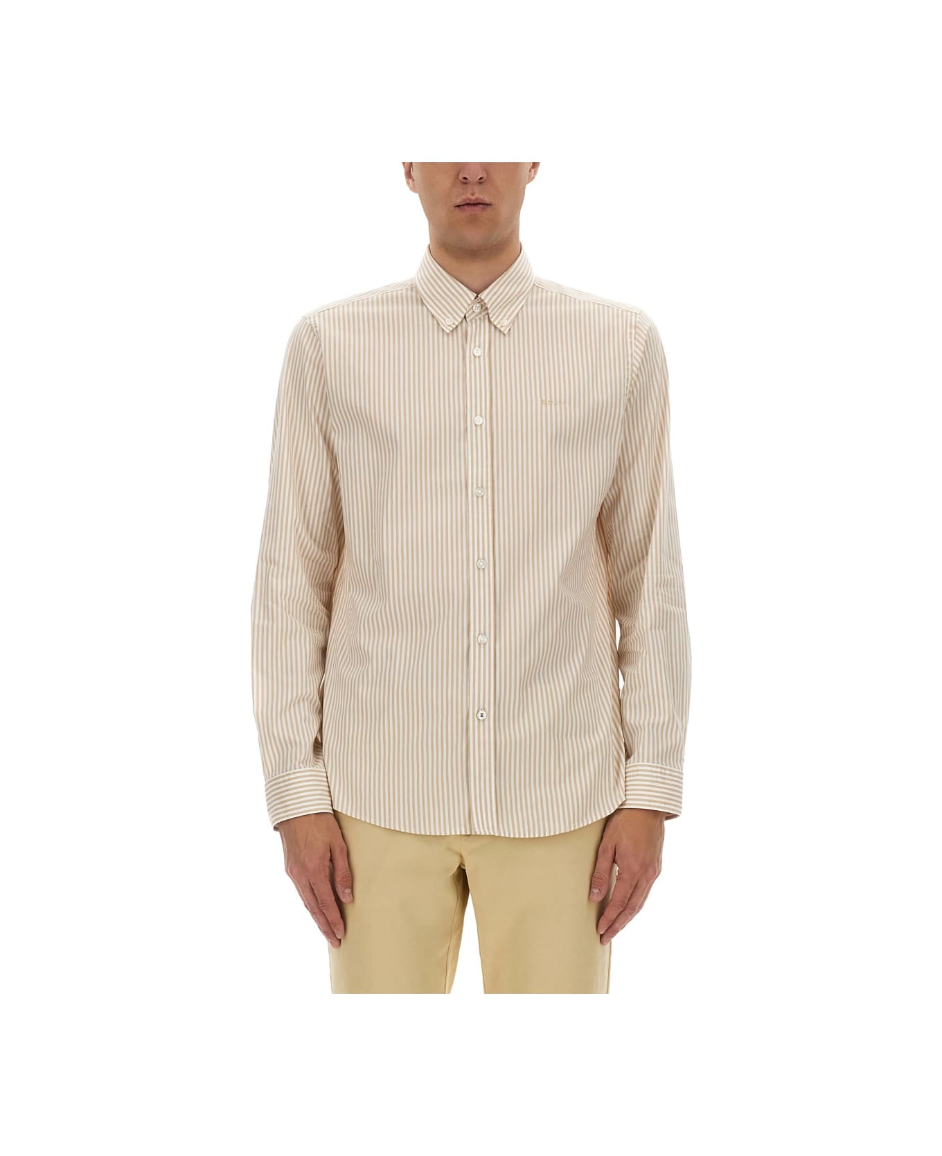Hugo Boss Striped Shirt - BEIGE