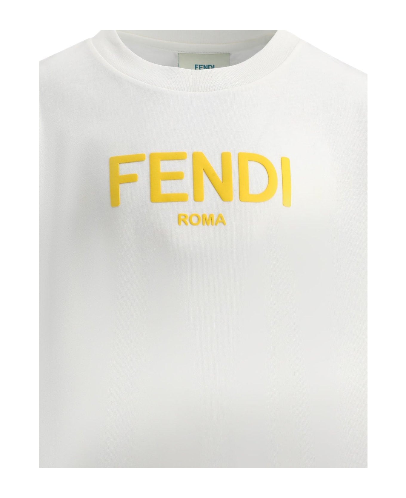Fendi Logo Printed Crewneck T-shirt - WHITE Tシャツ＆ポロシャツ