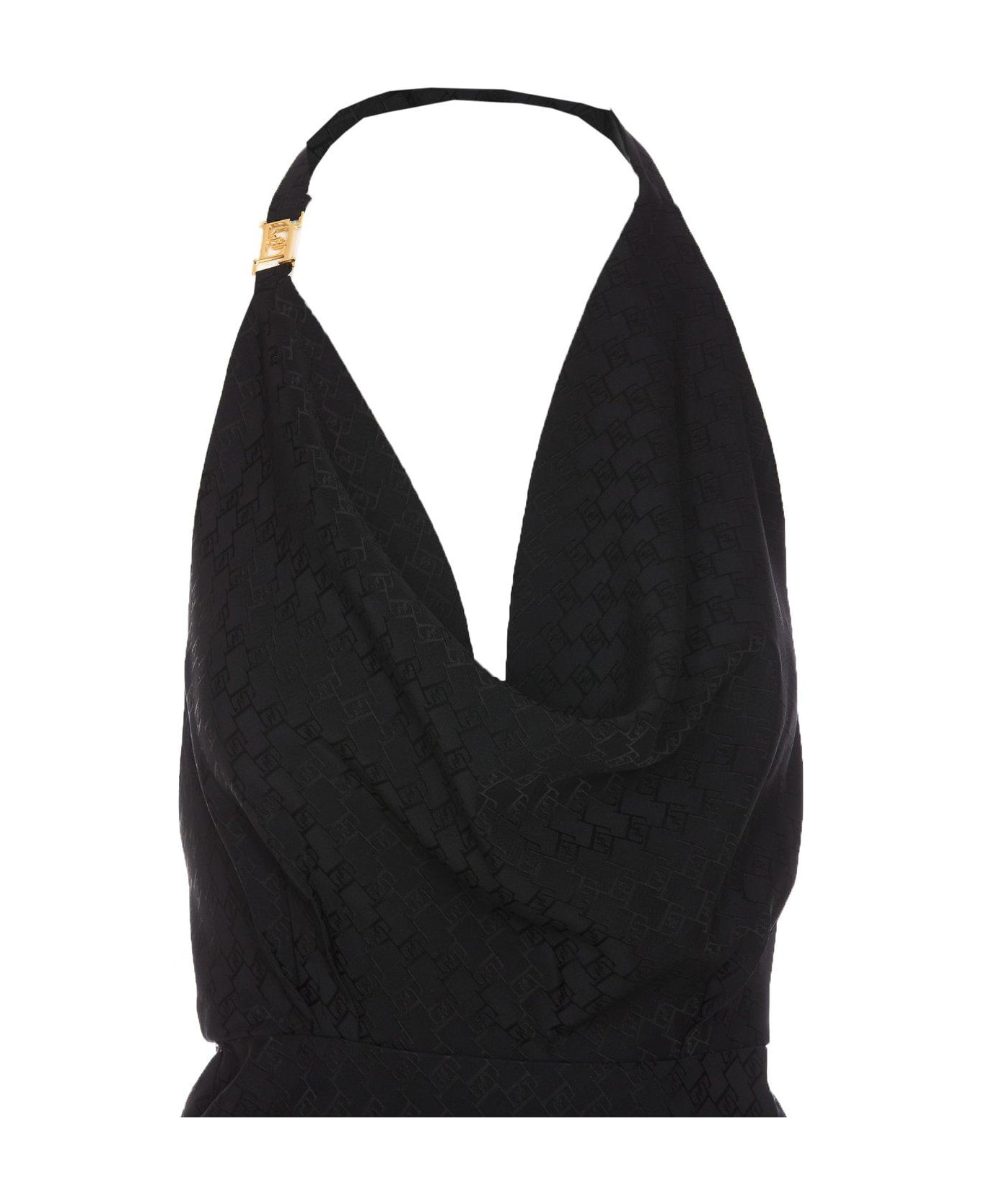 Elisabetta Franchi Logo Jacquard Midi Dress - Black