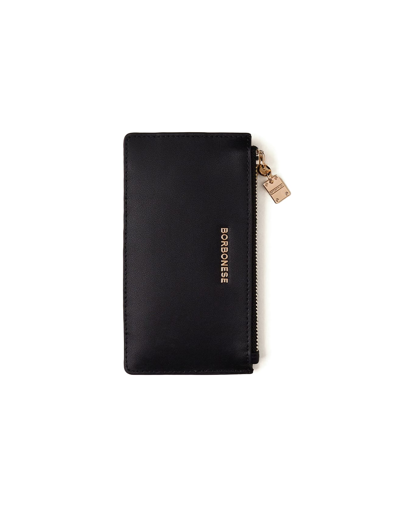 Borbonese Medium Black Leather Card Holder - NERO