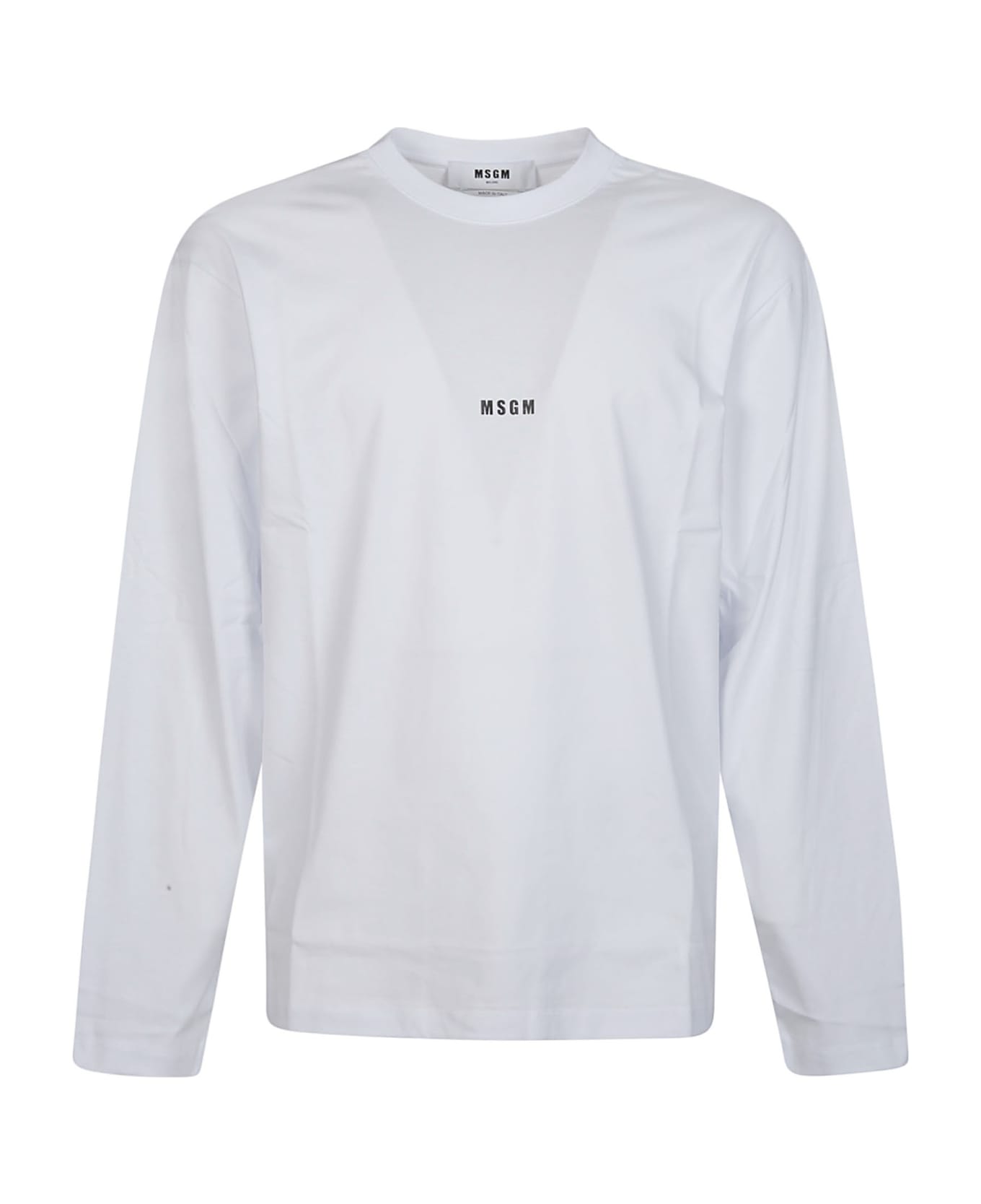 MSGM Logo Print Long Sleeve T-shirt - Optical White シャツ