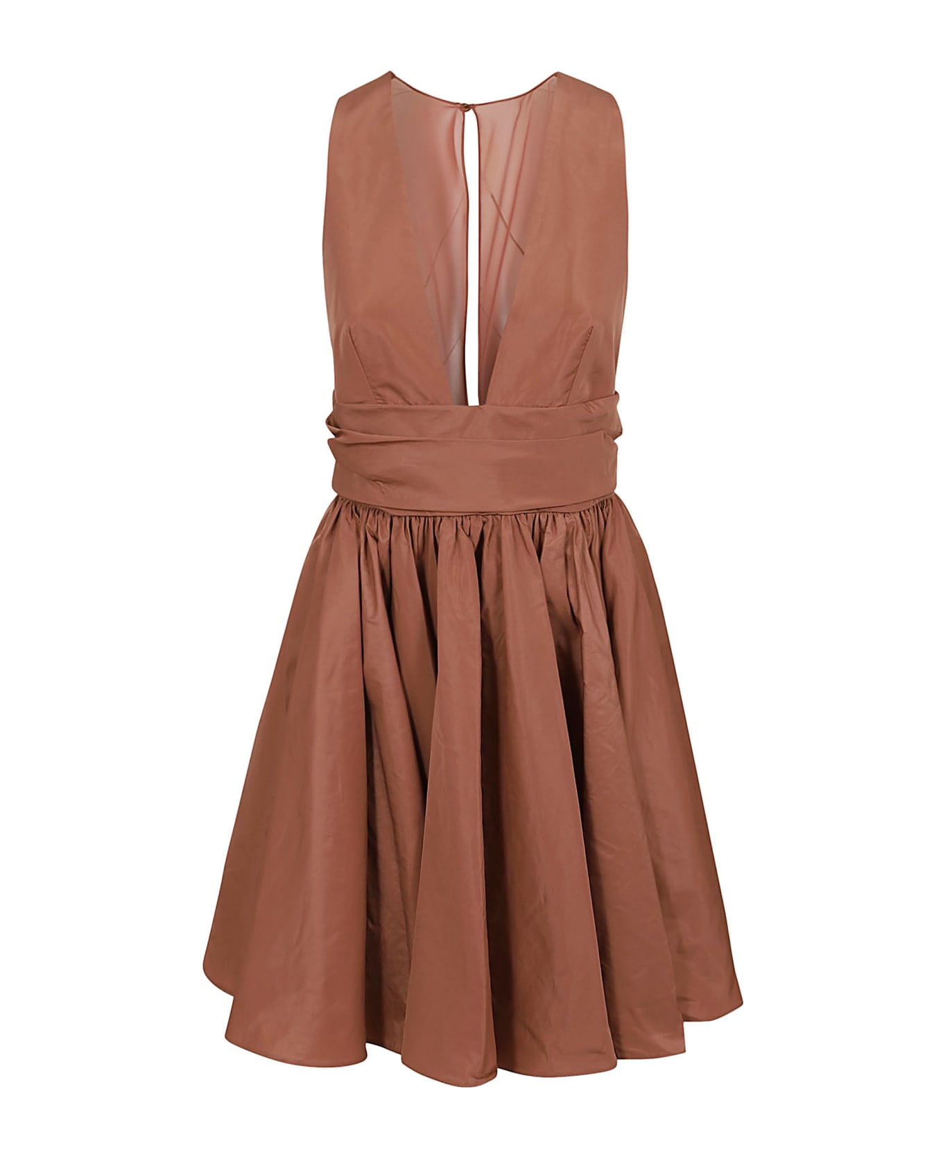 Pinko Pleated Polyfaille Dress - Marrone Fard Rosiccio