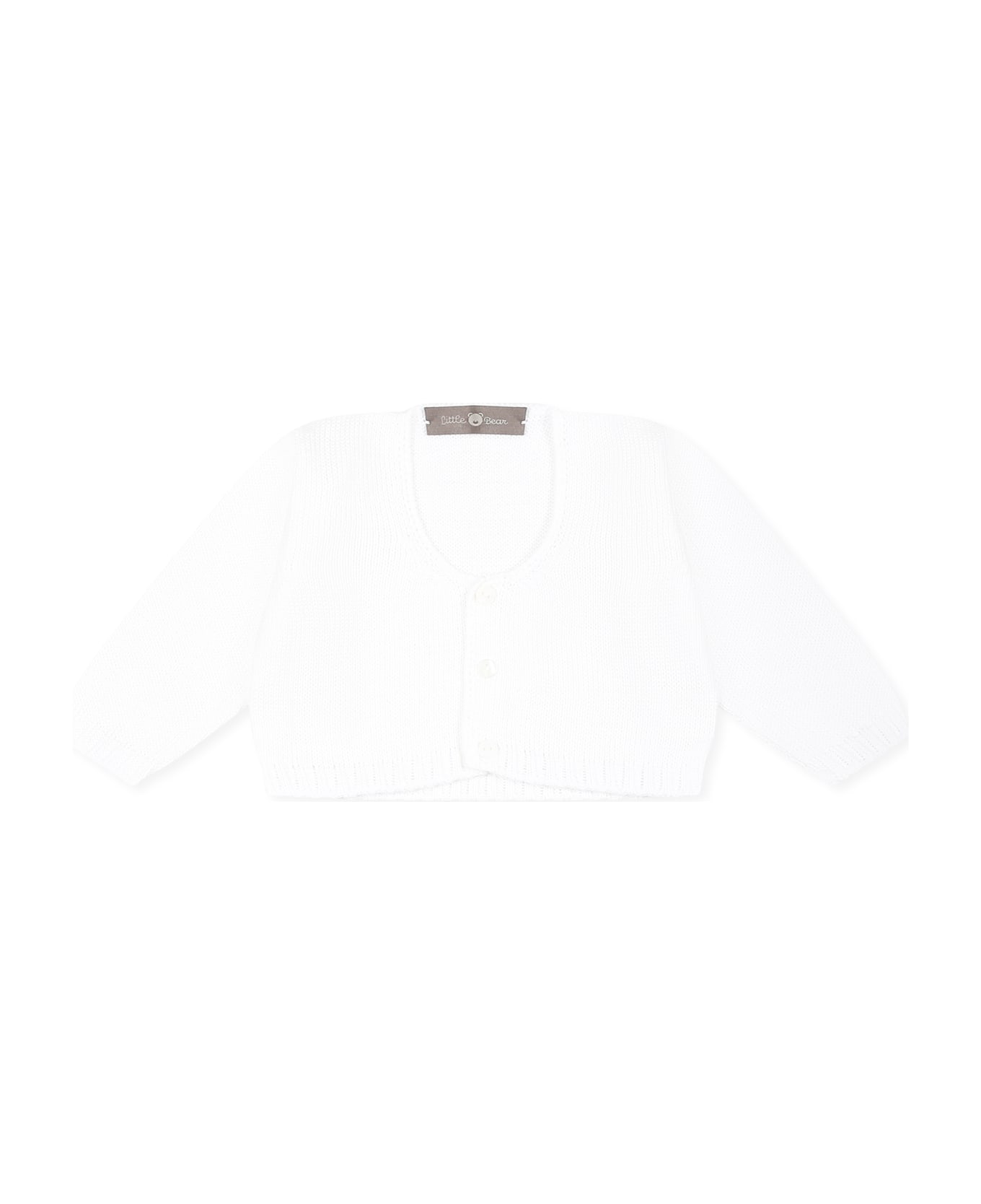 Little Bear White Cardigan For Babykids - White