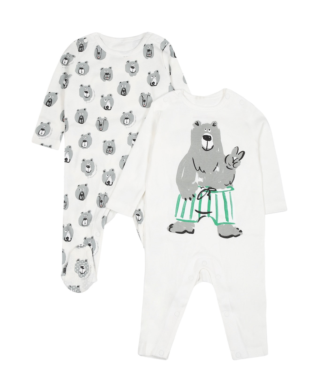 Stella McCartney Kids White Set For Baby Boy With Printed Bear - White