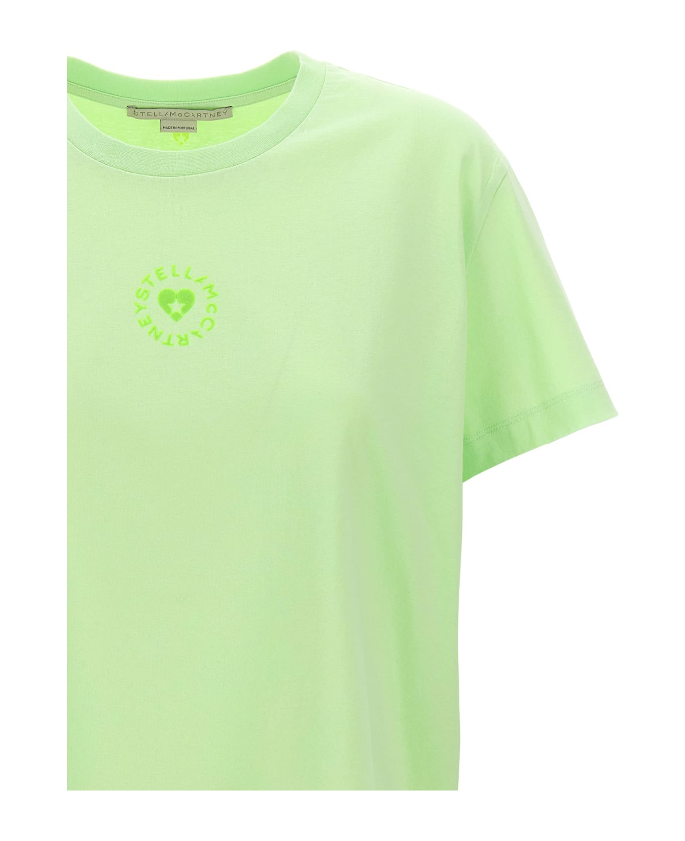 Stella McCartney Cotton T-shirt With Circular Logo - Mint