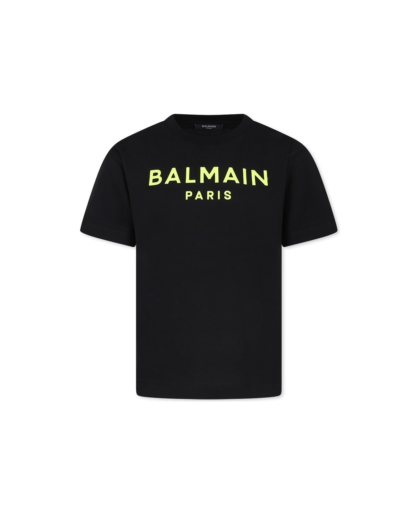 Balmain Black T-shirt For Kids With Logo - Black