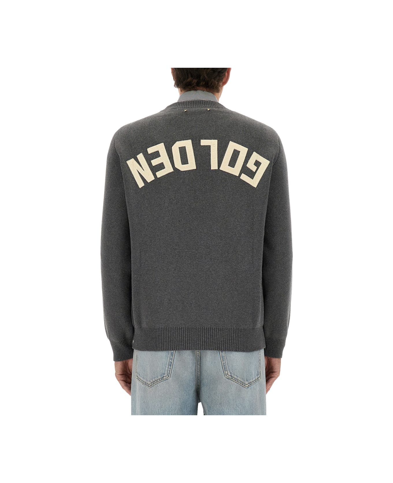 Golden Goose Sweater With Writing On The Back - GREY
