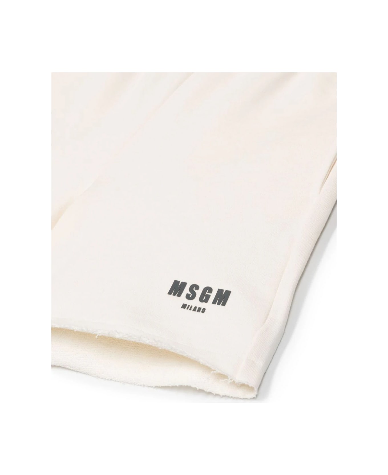 MSGM Cream Shorts With Logo And Drawstring - White ボトムス