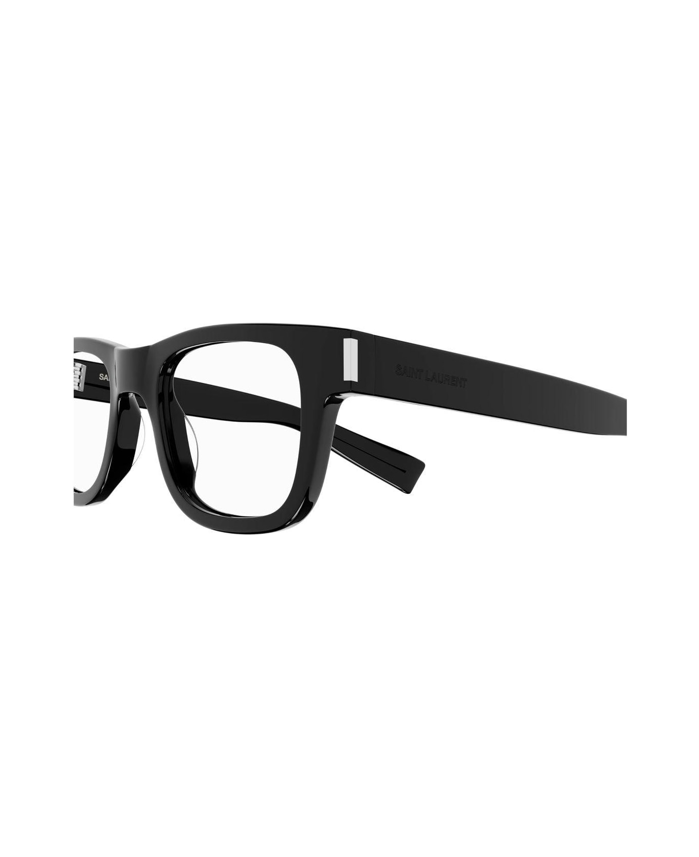 Saint Laurent Eyewear Square Frame Glasses - 005 black black transpare