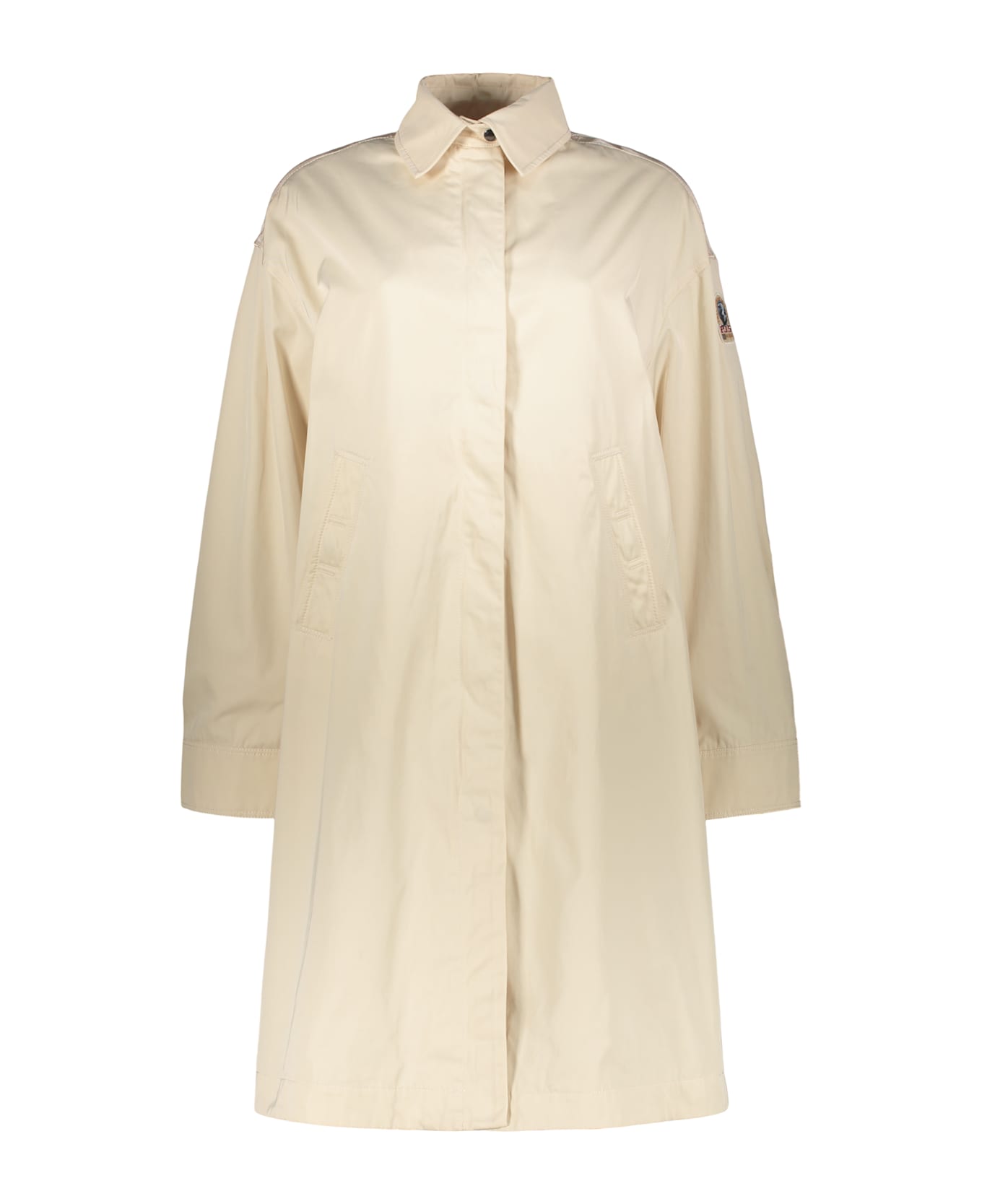 Parajumpers Long Beige Jacket With Classic Elegant Collar - Ivory