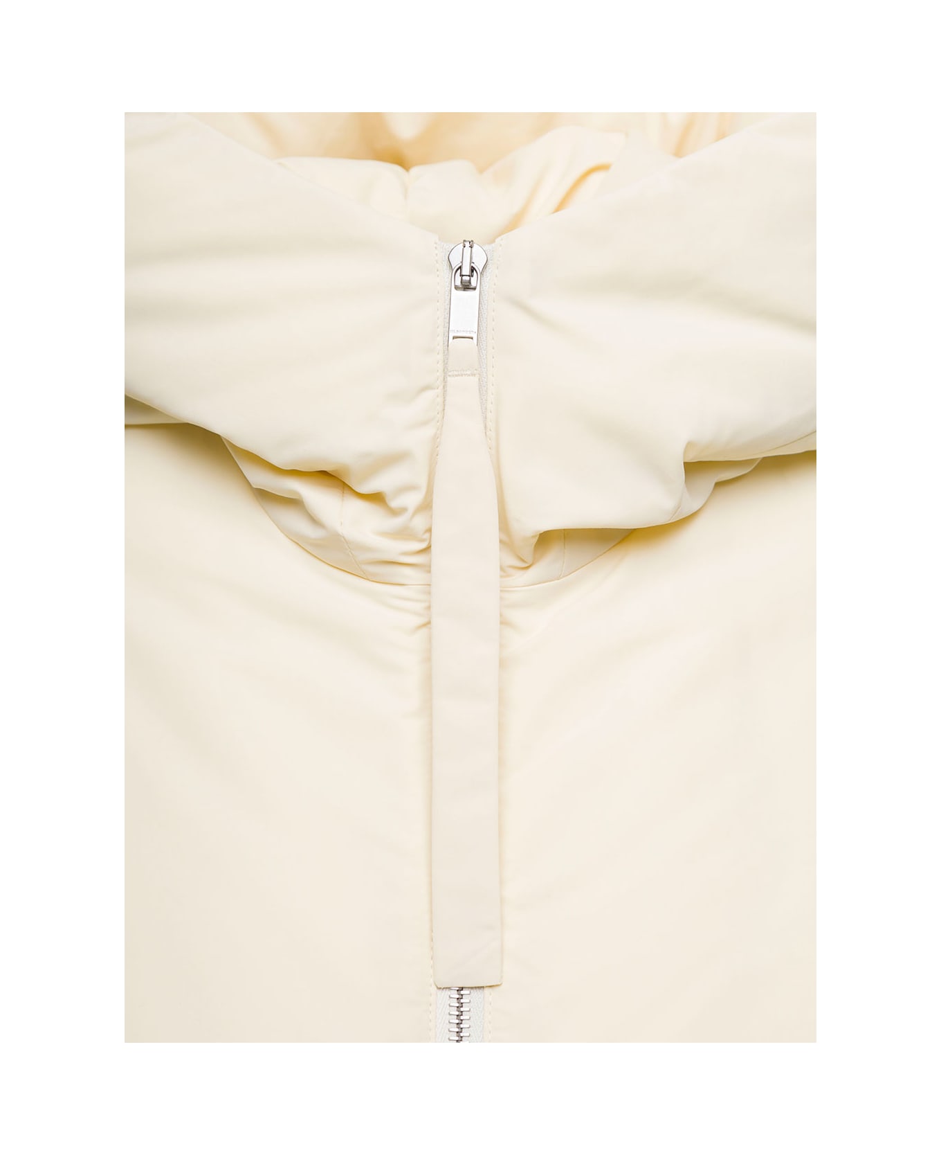 Jil Sander Cream Hooded Down Jacket With Zip In Nylon Woman - White ジャケット