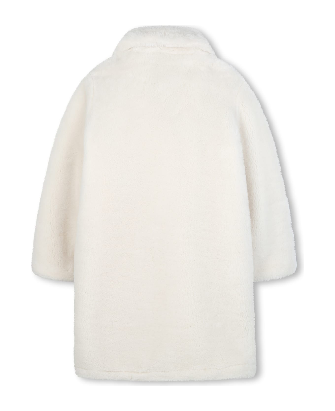 Michael Kors Ivory Faux Fur Coat For Girl - Ivory