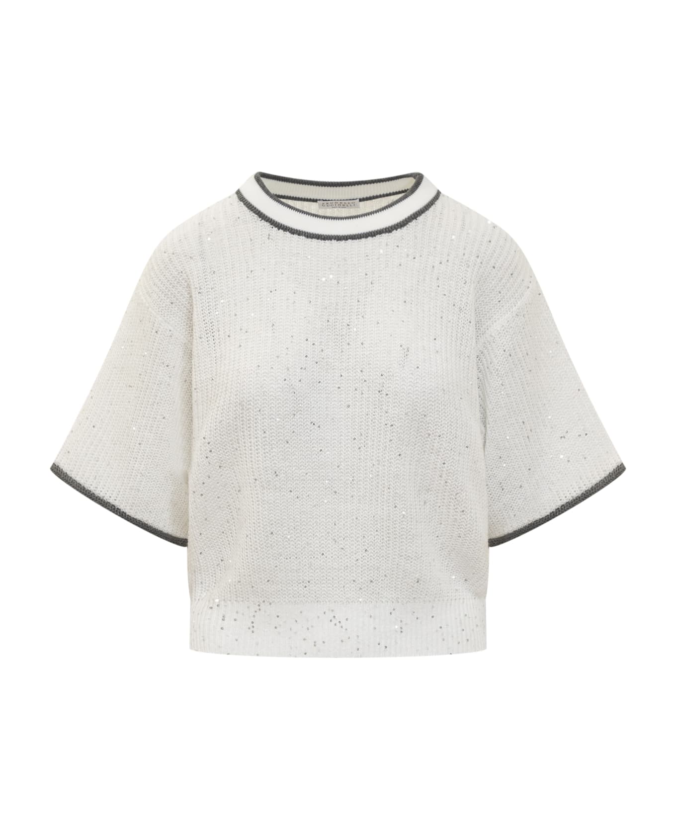 Brunello Cucinelli Dazzling & Sparkling Linen Sweater - BIANCO