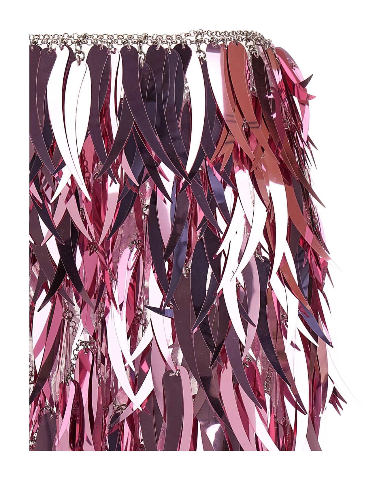 Paco Rabanne Metallic Feather Skirt - PINK