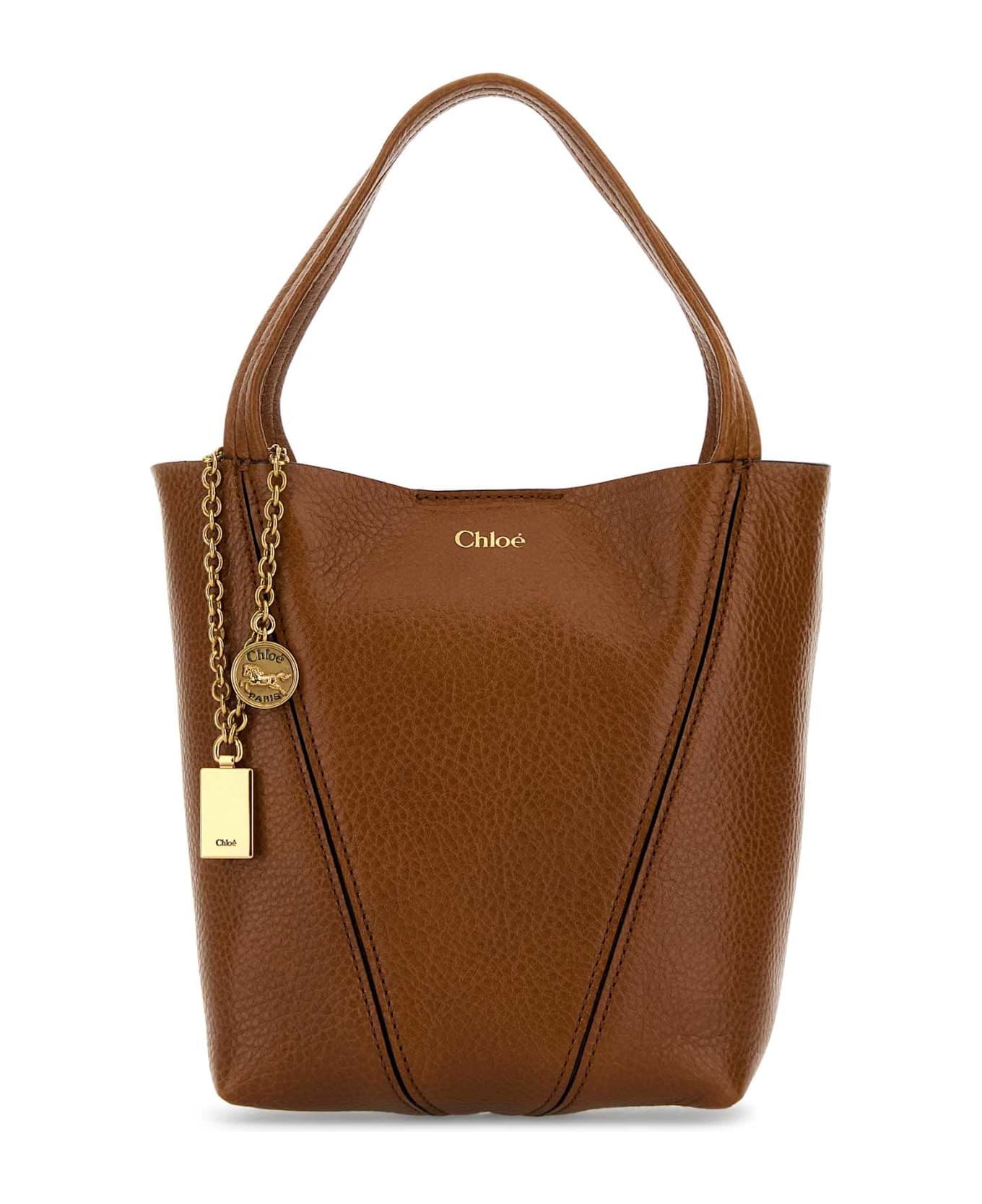 Chloé Caramel Leather Small Spin Shopping Bag - CLAYBROWN