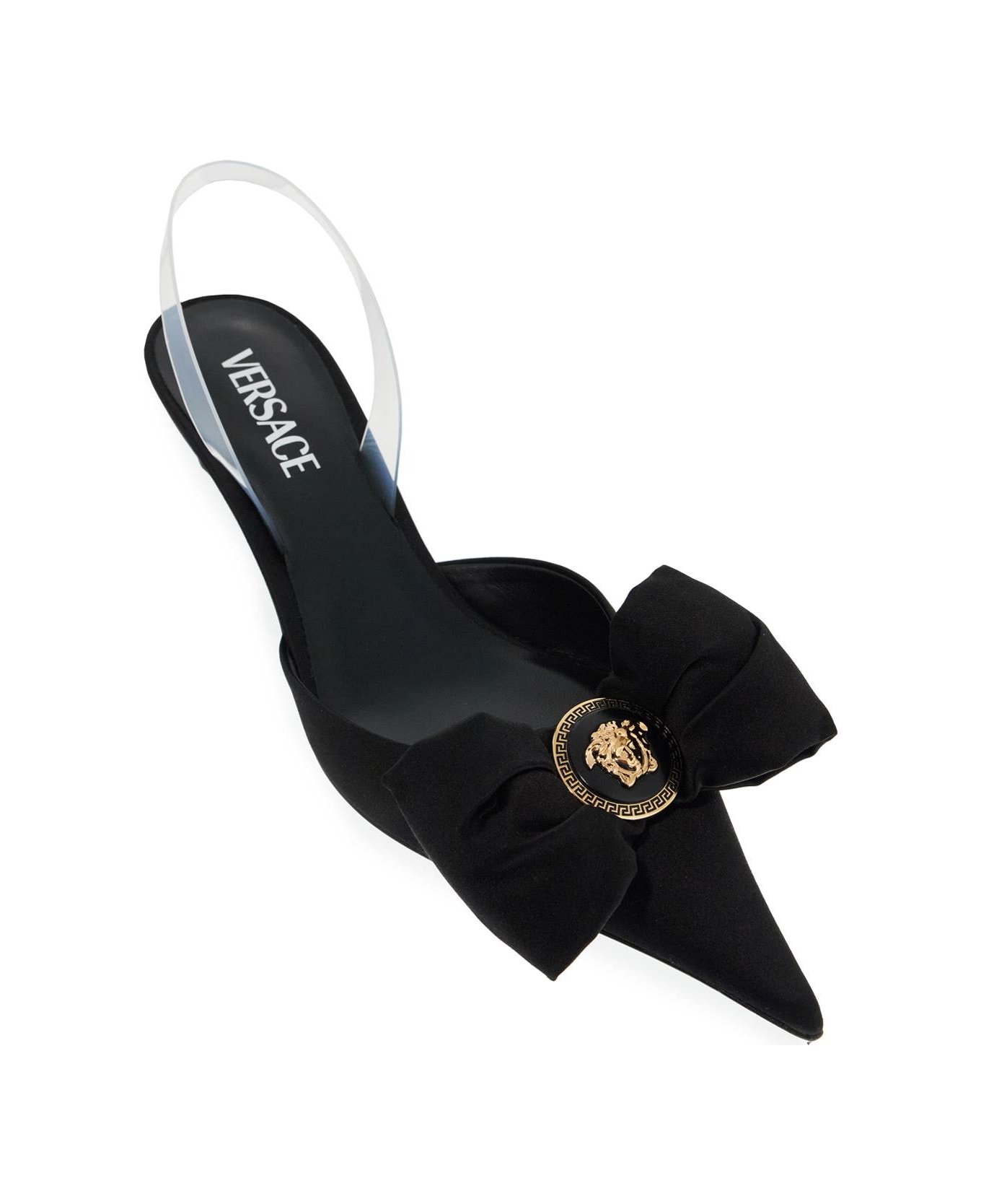 Versace Alia Satin Slingback Pumps - black