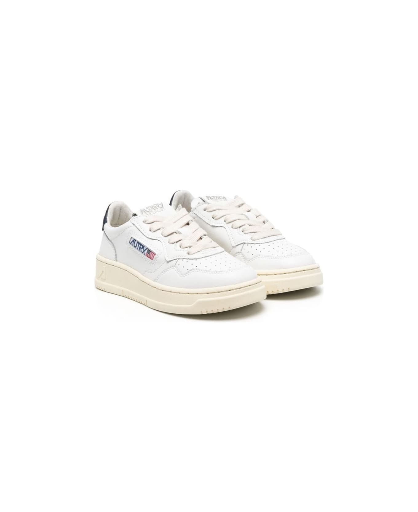 Autry Contrasting Heel Sneaker - WHITE