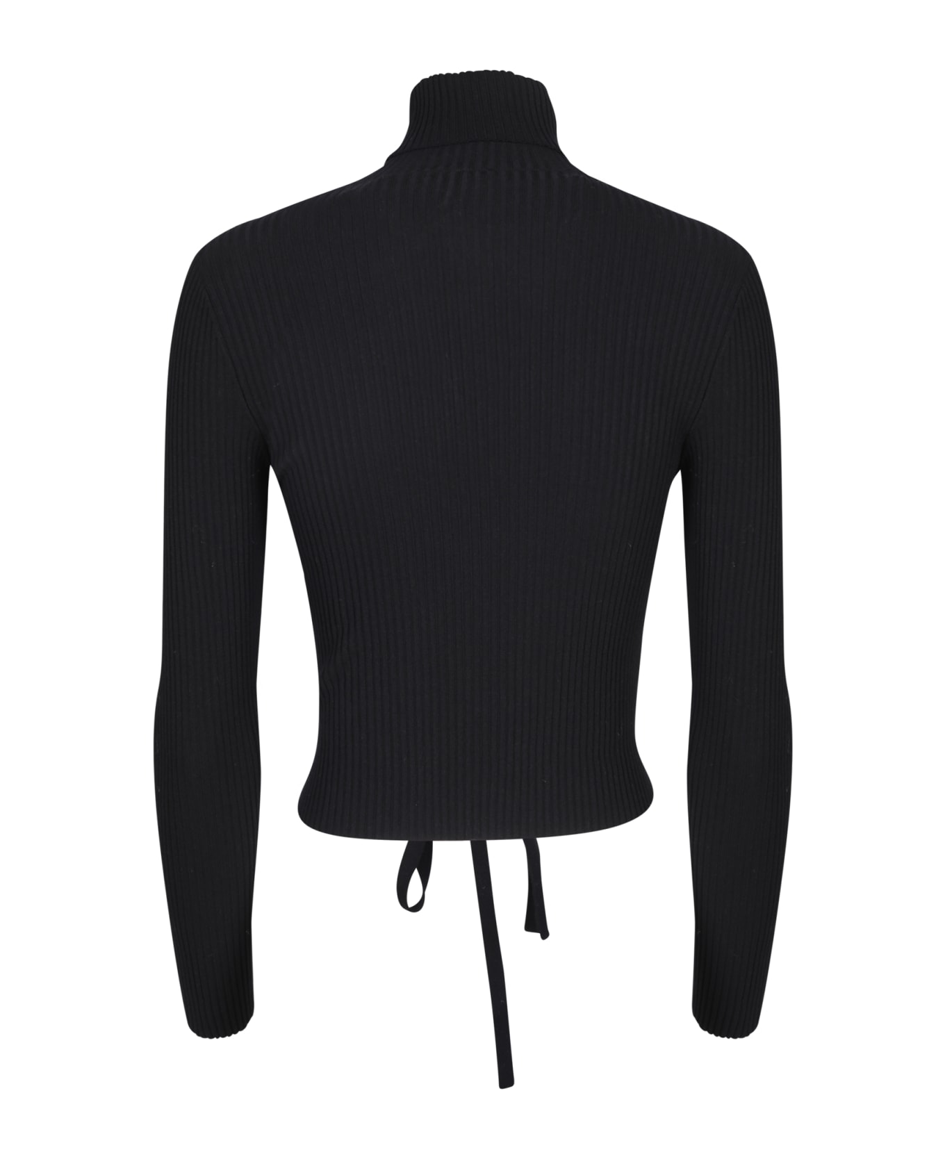 SSHEENA Black Lace-up Cropped Sweater - Black