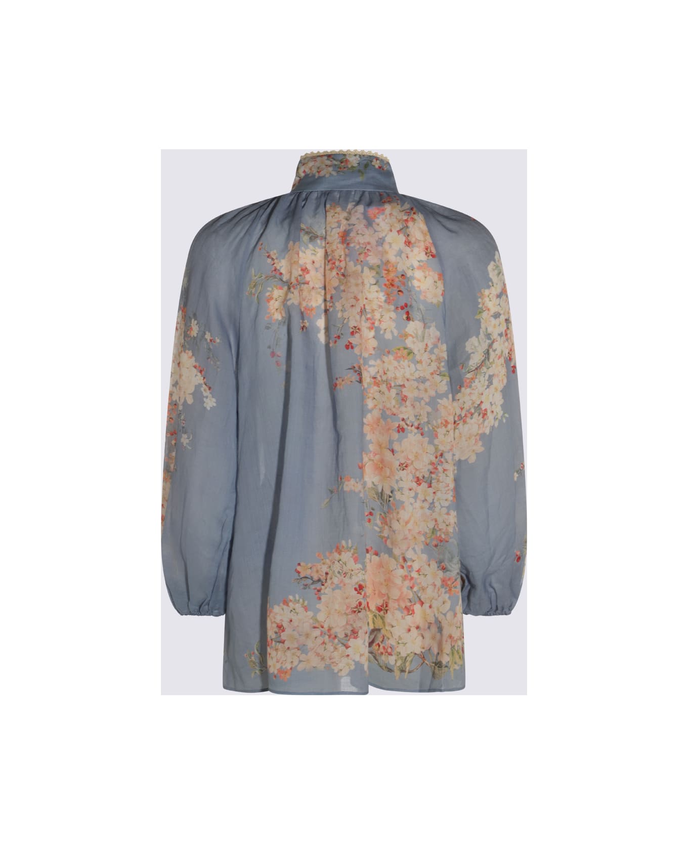 Zimmermann Light Blue Top - TEAL BLUE BOTANICAL FLORAL