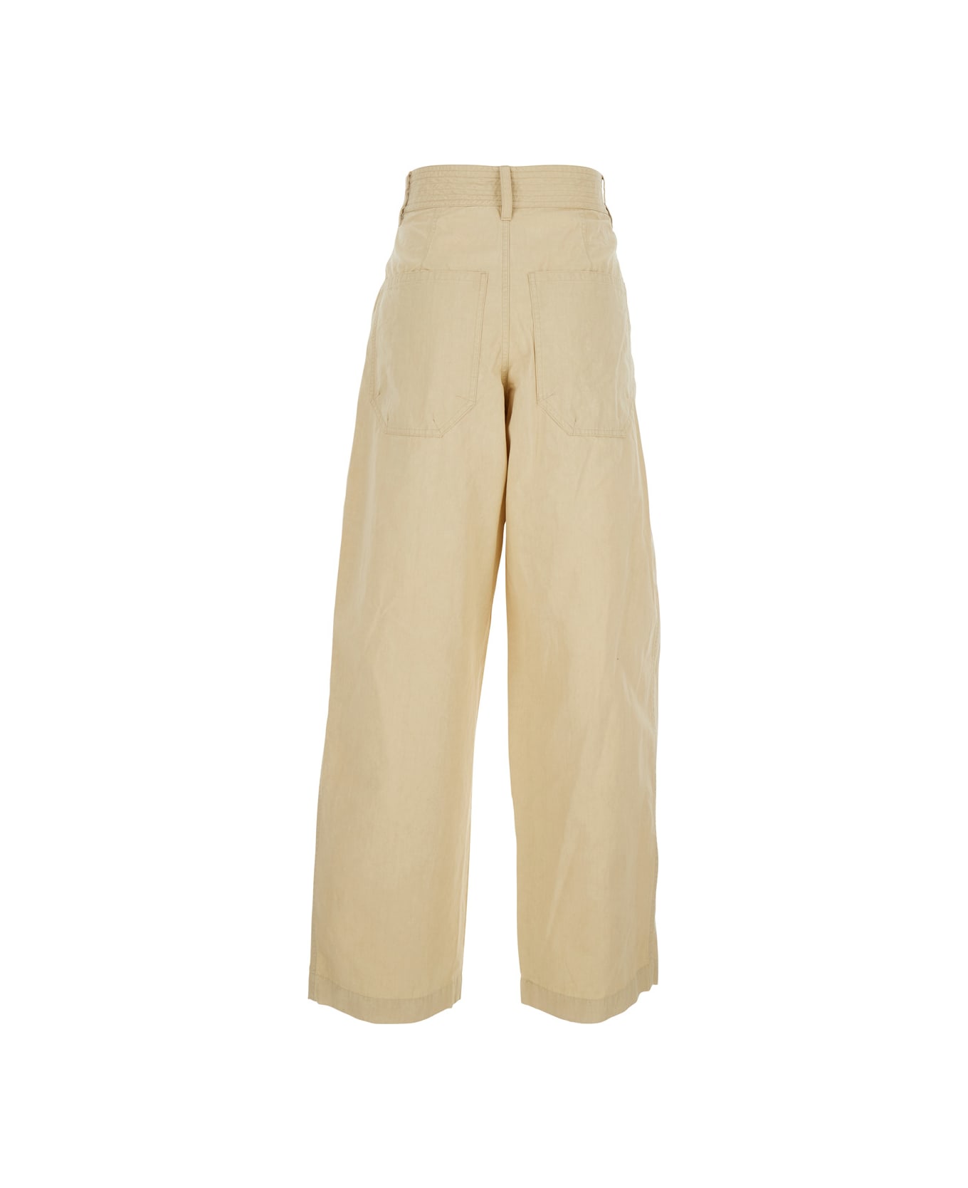 Isabel Marant 'inaya' Beige Pants With Elastic Waist And Drawstring In Cotton Woman - Beige