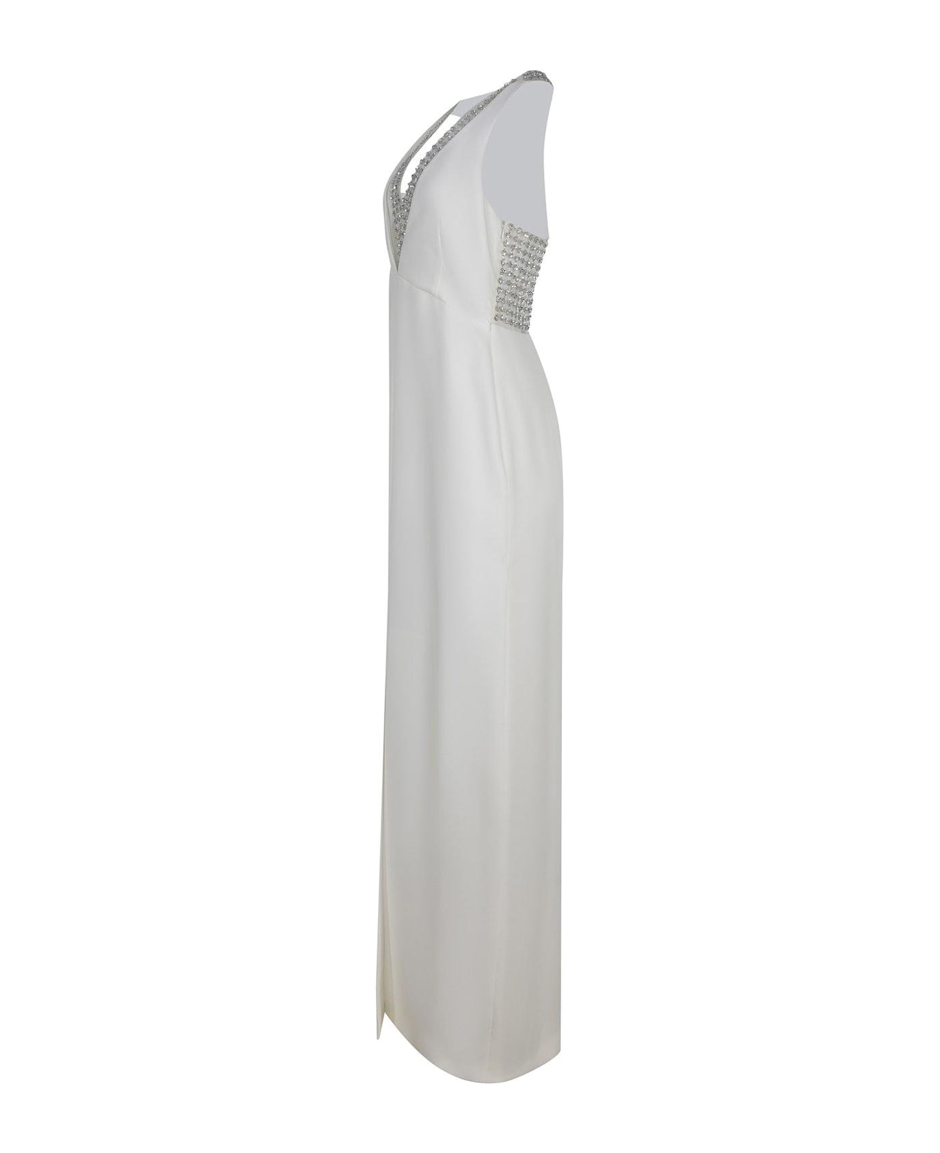 Max Mara Pianoforte Secolo Embellished V-neck Sleeveless Dress Max Mara Pianoforte - Bianco