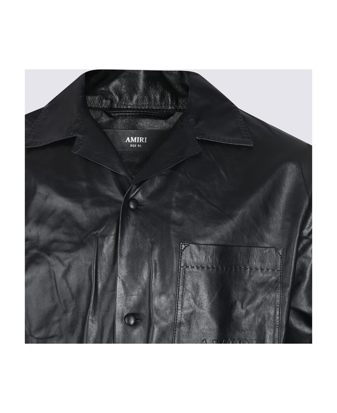 AMIRI Black Leather Jacket - Black