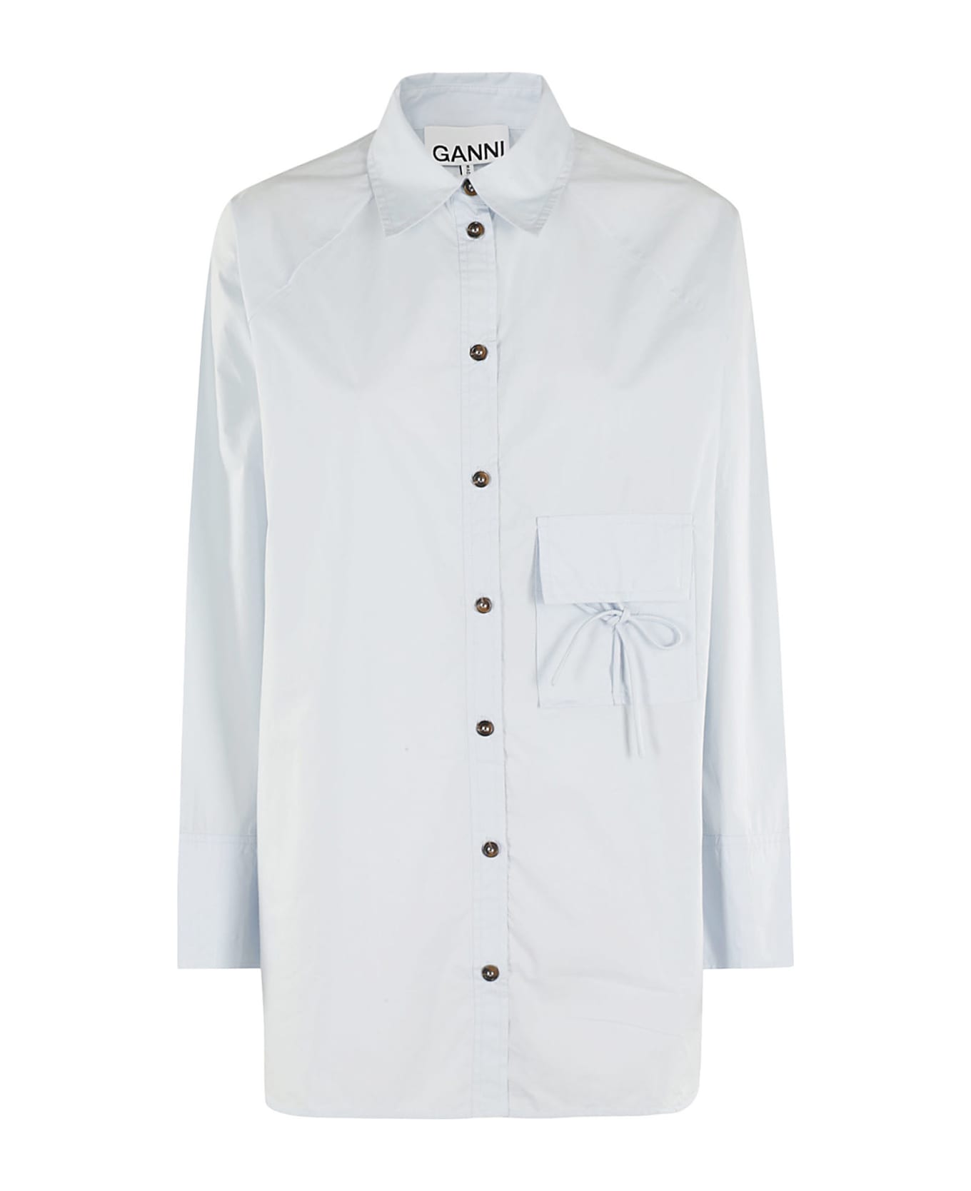 Ganni Cotton Poplin Oversize Raglan Shirt