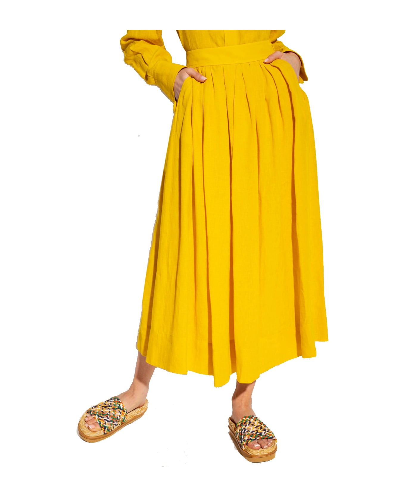 Chloé Linen Midi Skirt - Yellow