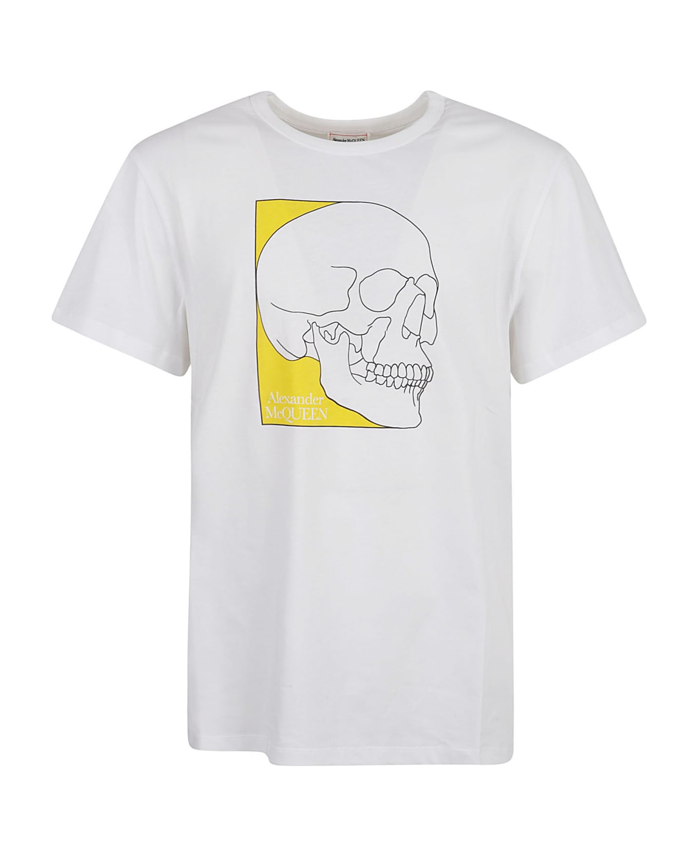 Alexander McQueen Skull Logo Print T-shirt - White/yellow