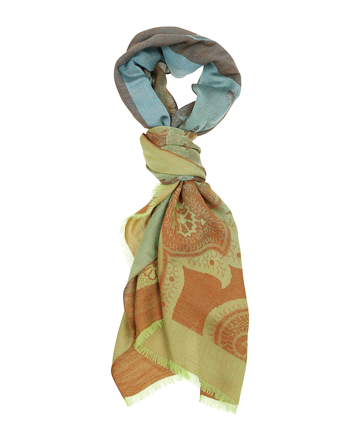 Etro Fringes Scarf - Verde Fantasia