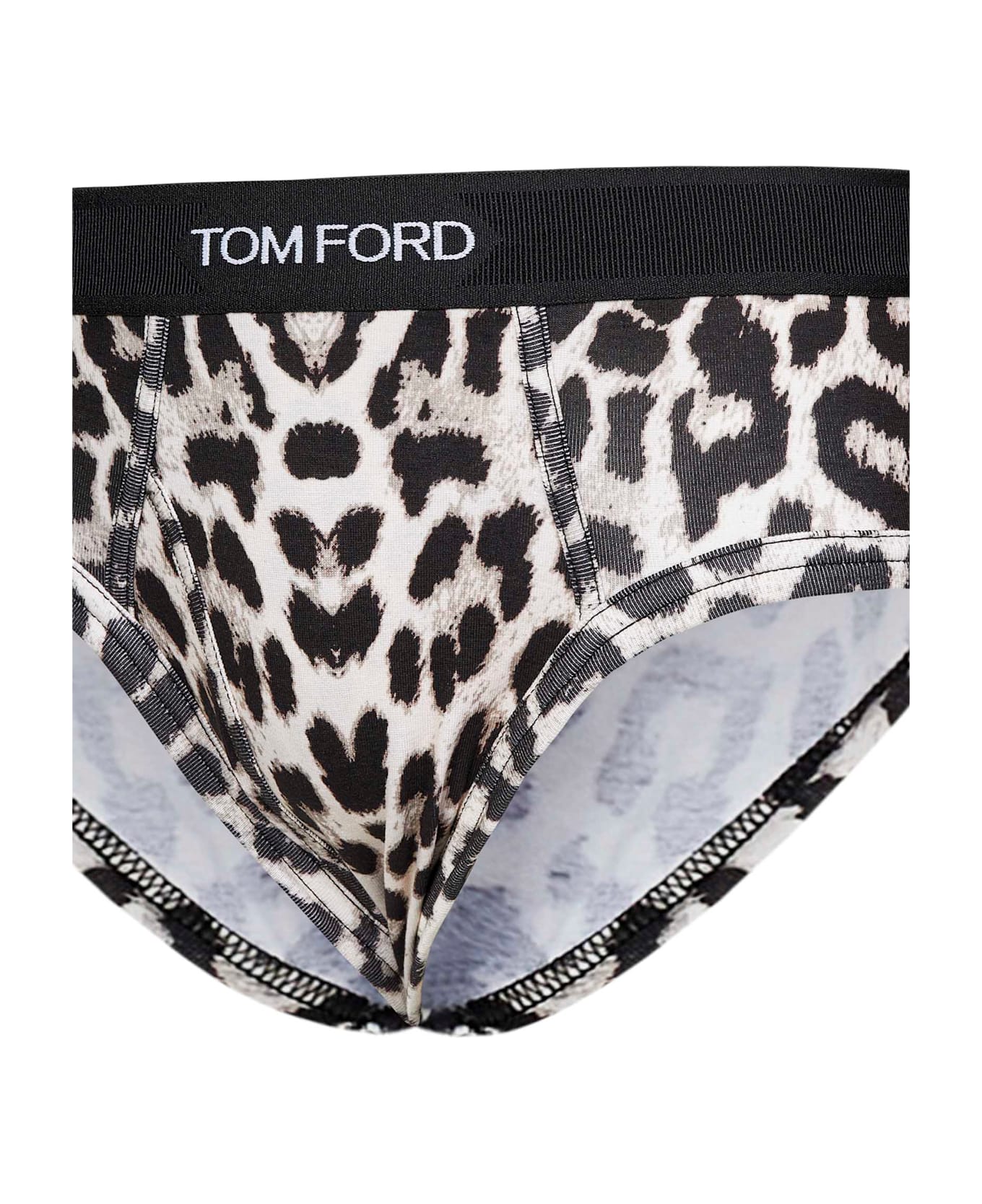 Tom Ford Printed Stretch Cotton Brief - SNOWLEOPARD