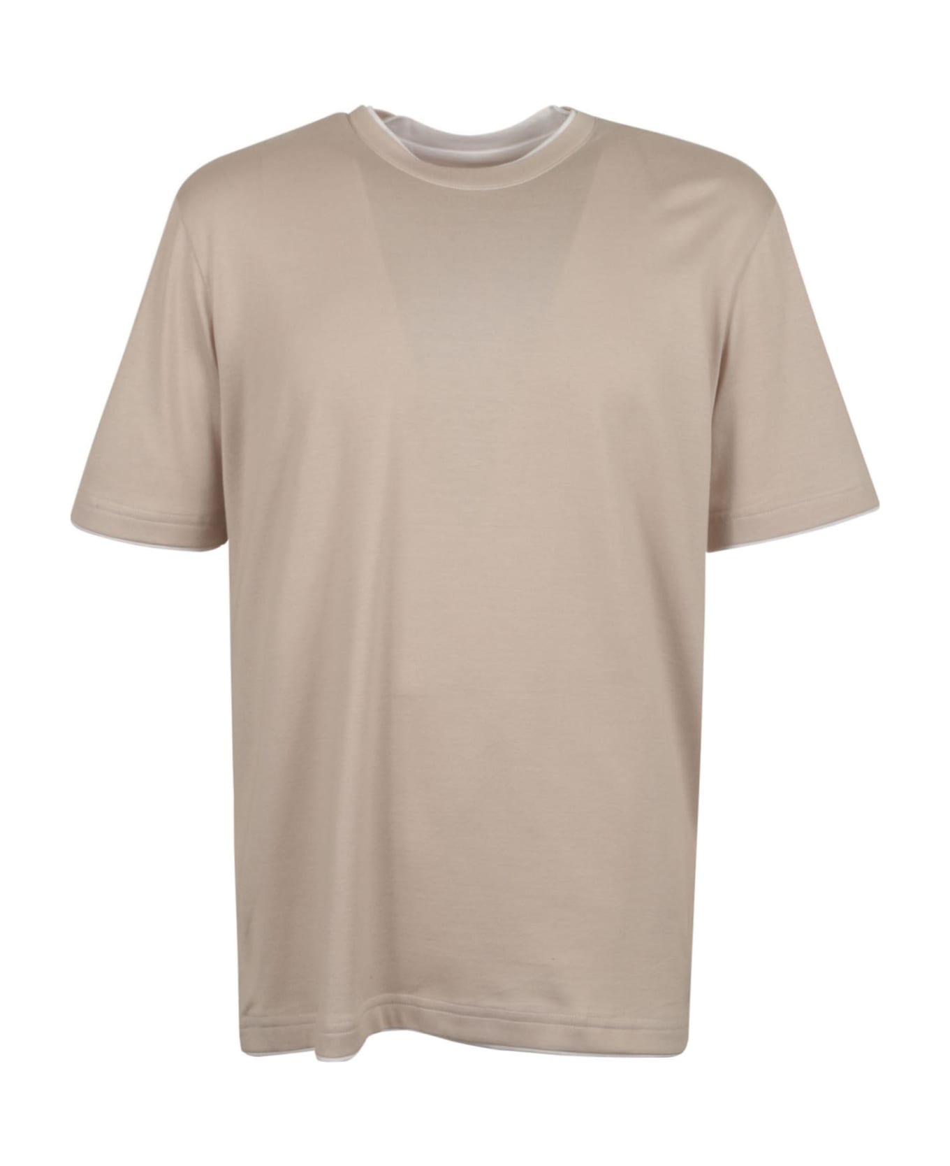 Eleventy Round Neck Plain T-shirt - Sabbia