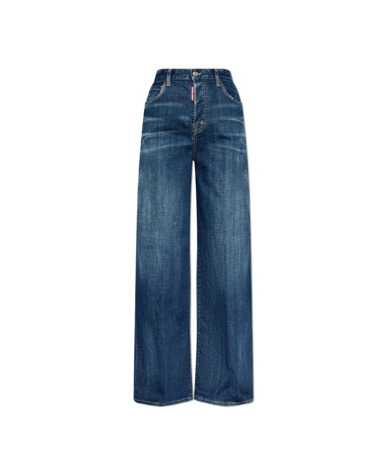 Dsquared2 Logo Patch Flared Jeans - Navy Blue