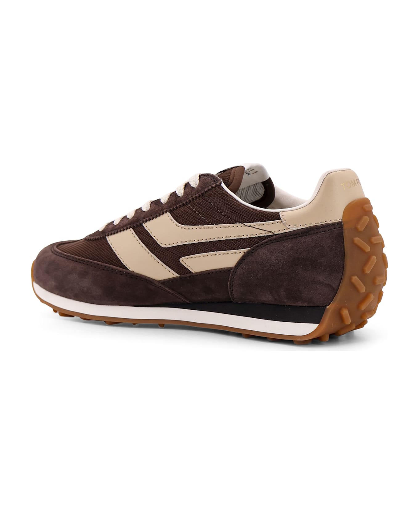 Tom Ford Low-top Suede And Mesh Sneakers - Brown