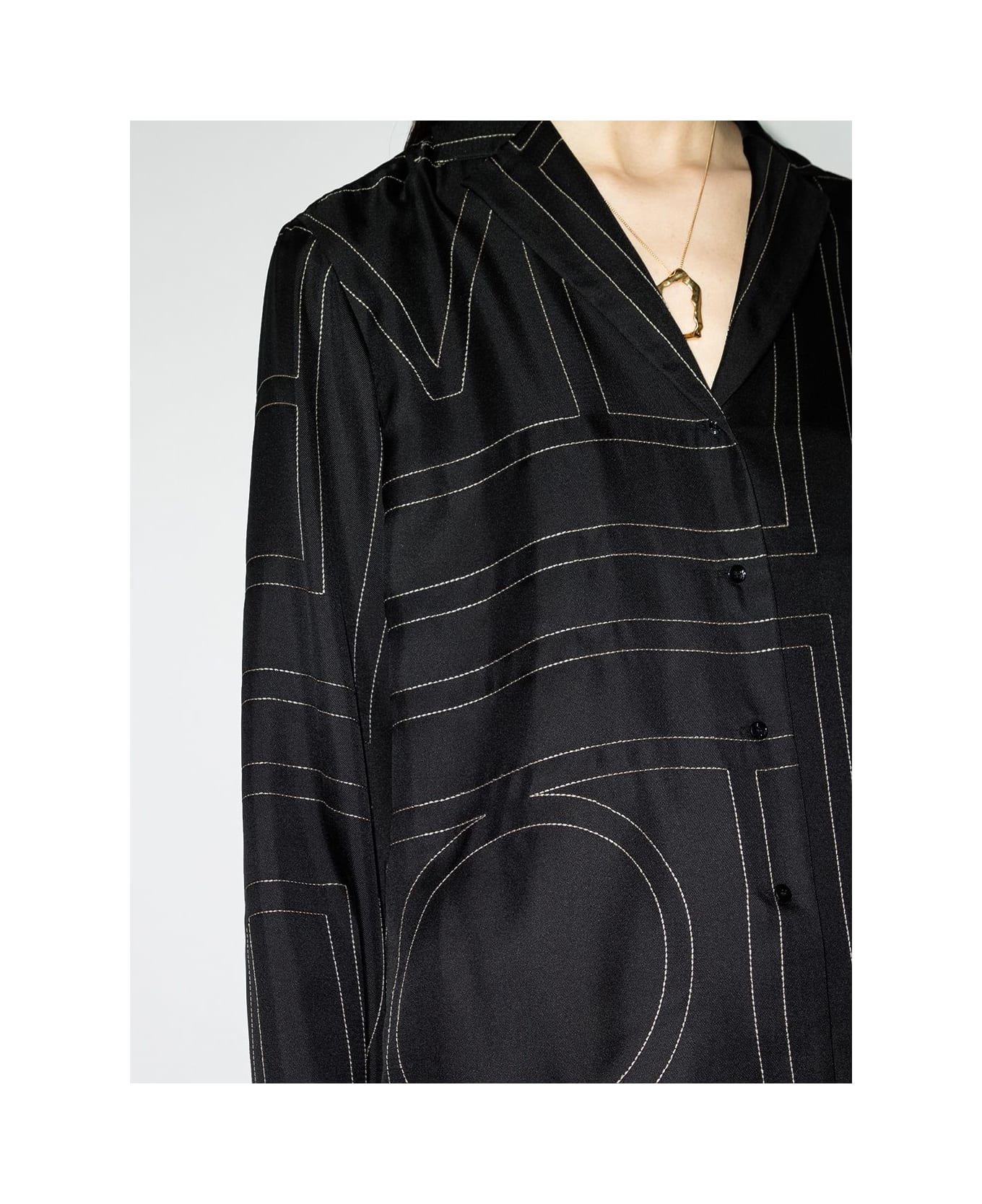 Totême Silk Pajama Shirt - Black