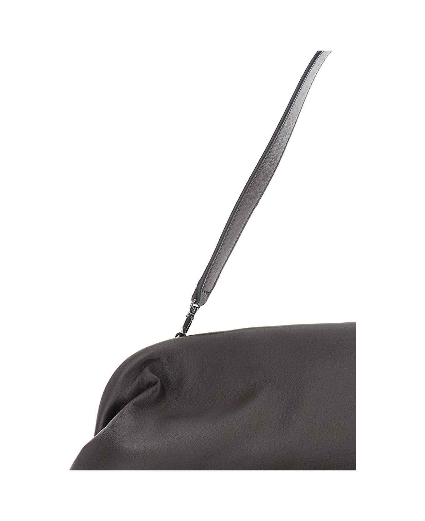 Alberta Ferretti Brown Handbag With Removable Handle And Clasp Closure In Leather Woman - Brown