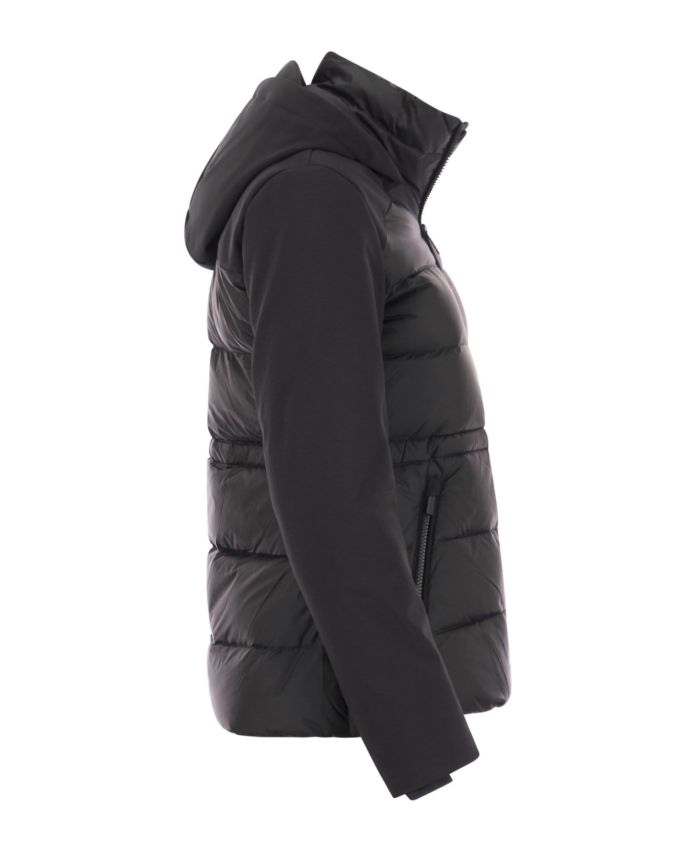 Woolrich Quilted Down Jacket With Hood - Black