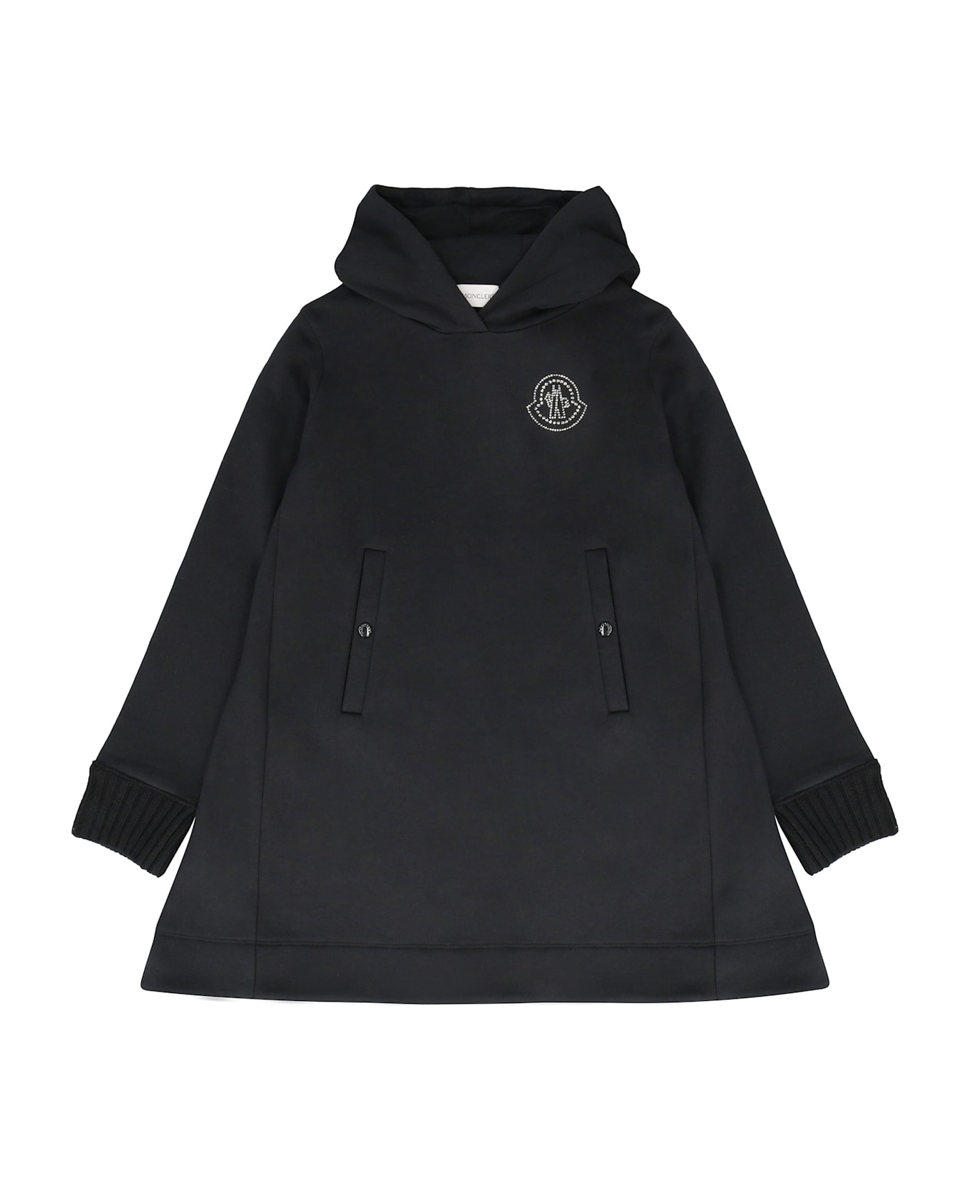 Moncler Logo Print Cotton Sweatdress - black