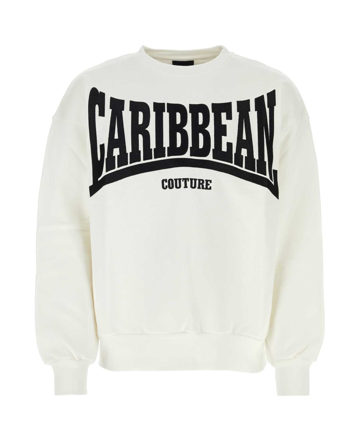 Botter White Cotton Sweatshirt - WHITE CARIBBEAN COUTURE EMBR