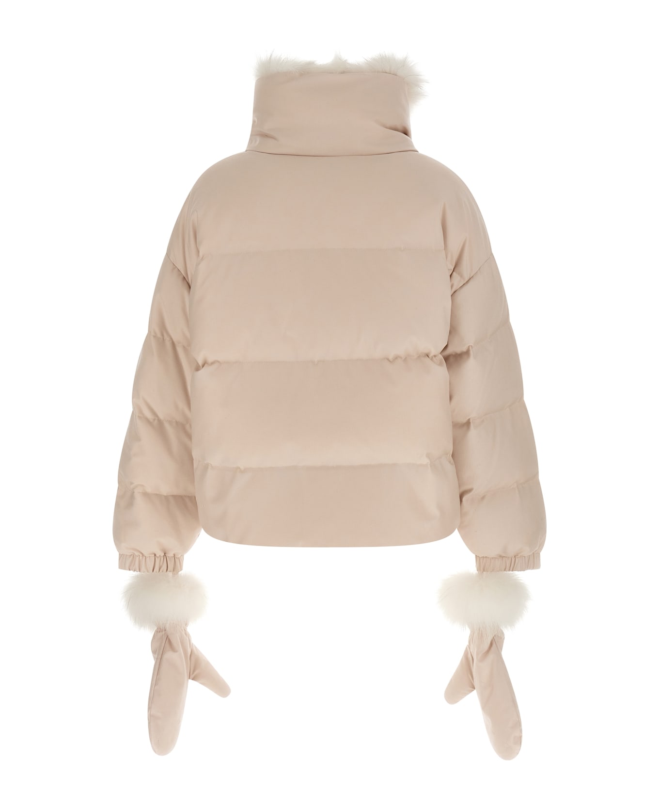 Yves Salomon Down Jacket With Mittens - White
