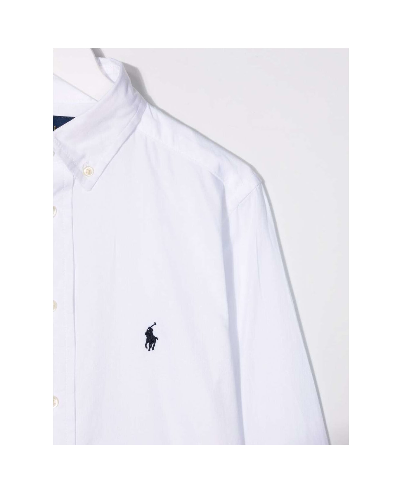 Polo Ralph Lauren White Long Sleeve Shirt With Logo Embroidery In Cotton Boy シャツ