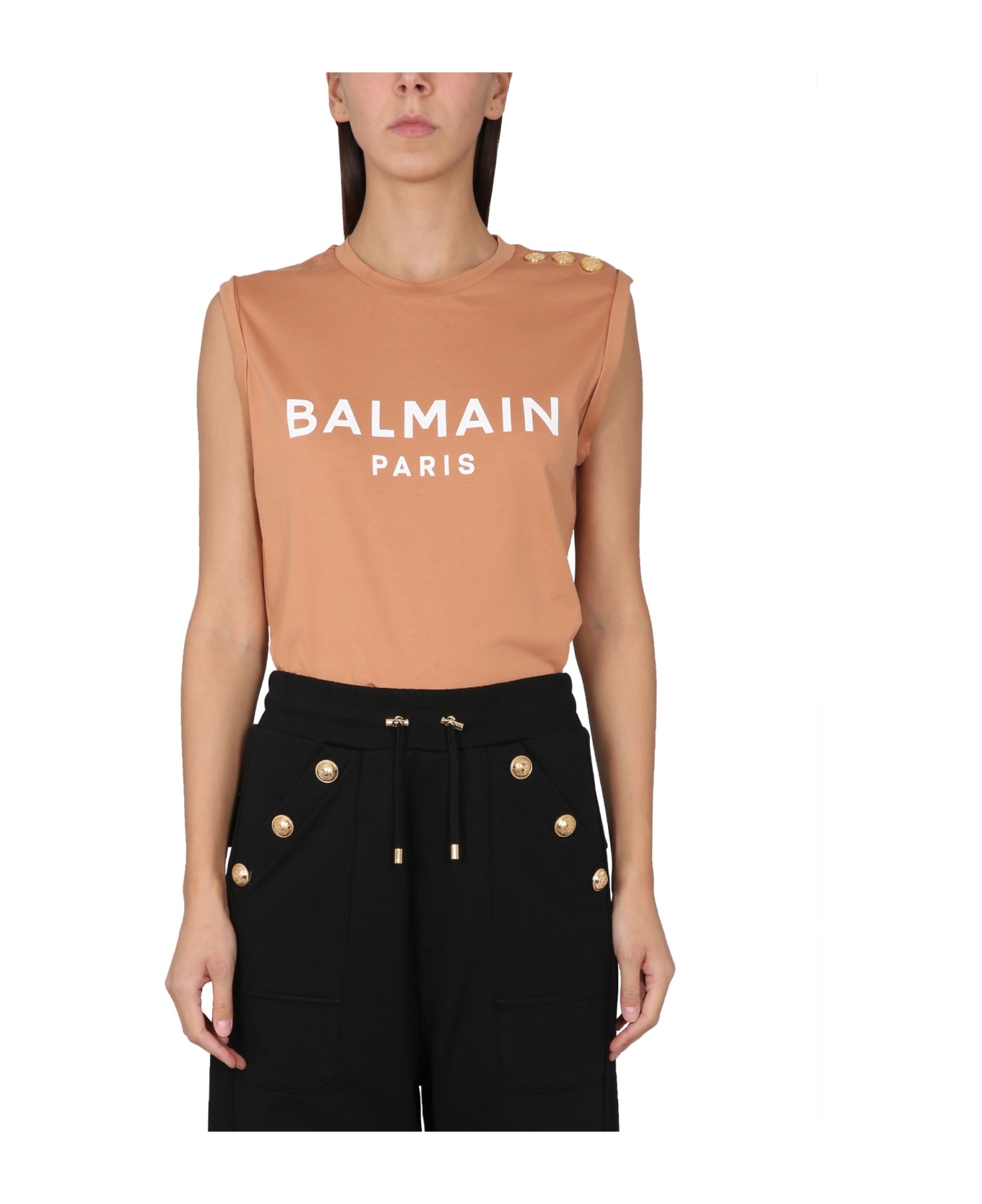 Balmain T-shirt With Logo - BEIGE