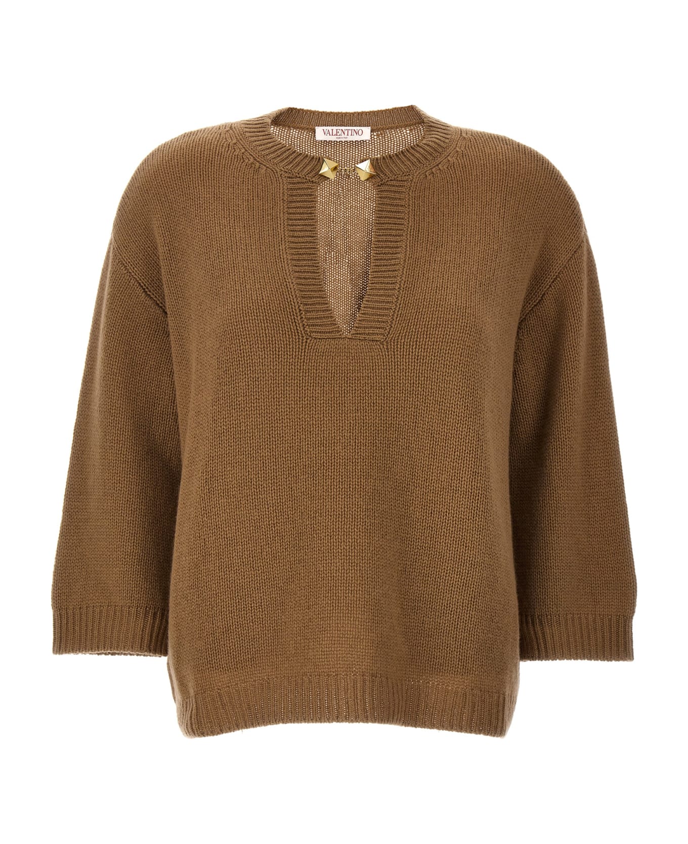 Valentino Sweater With Stud Detail - Beige ニットウェア