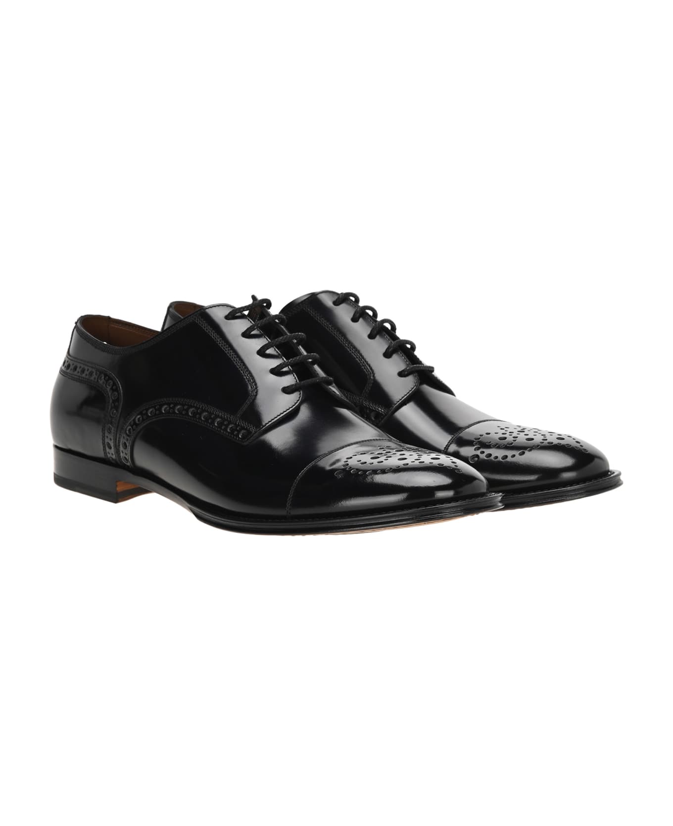 Dolce 
Gabbana Dolce&gabbana Brogue Derby Shoes In Marsala Calfskin - BLACK