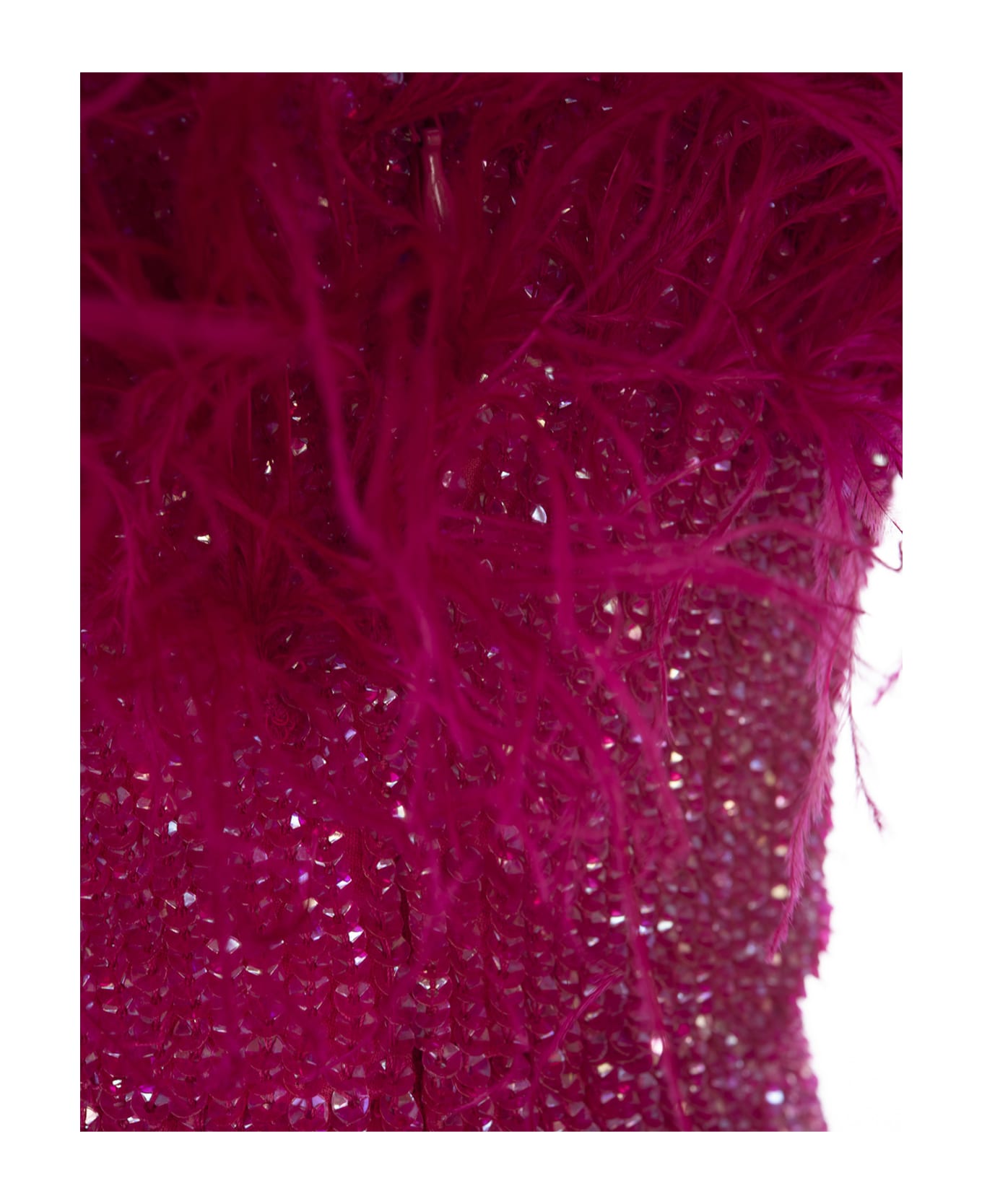 retrofete Hot Pink Torin Sequin Feather Dress - Rosa