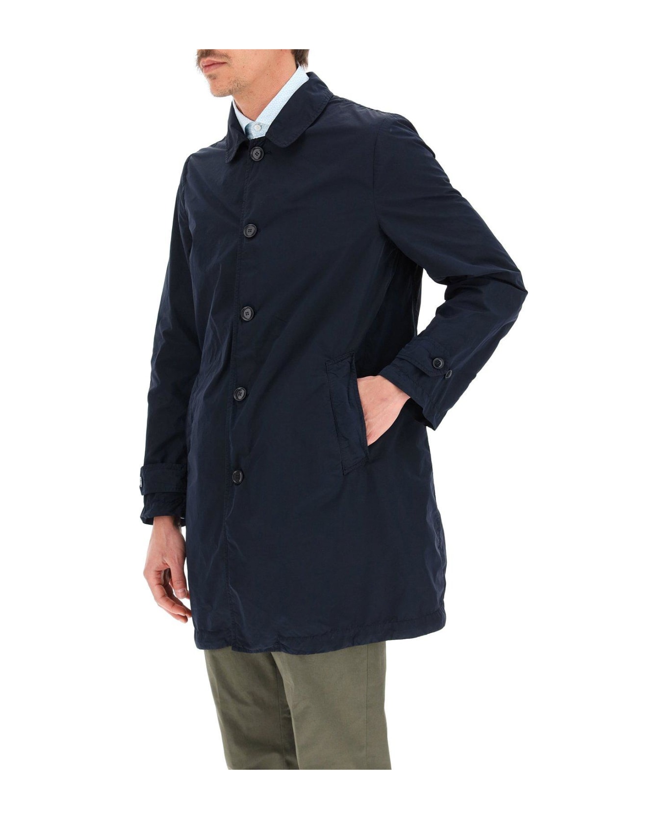 Aspesi Mid-length Single-breasted Coat - Navy