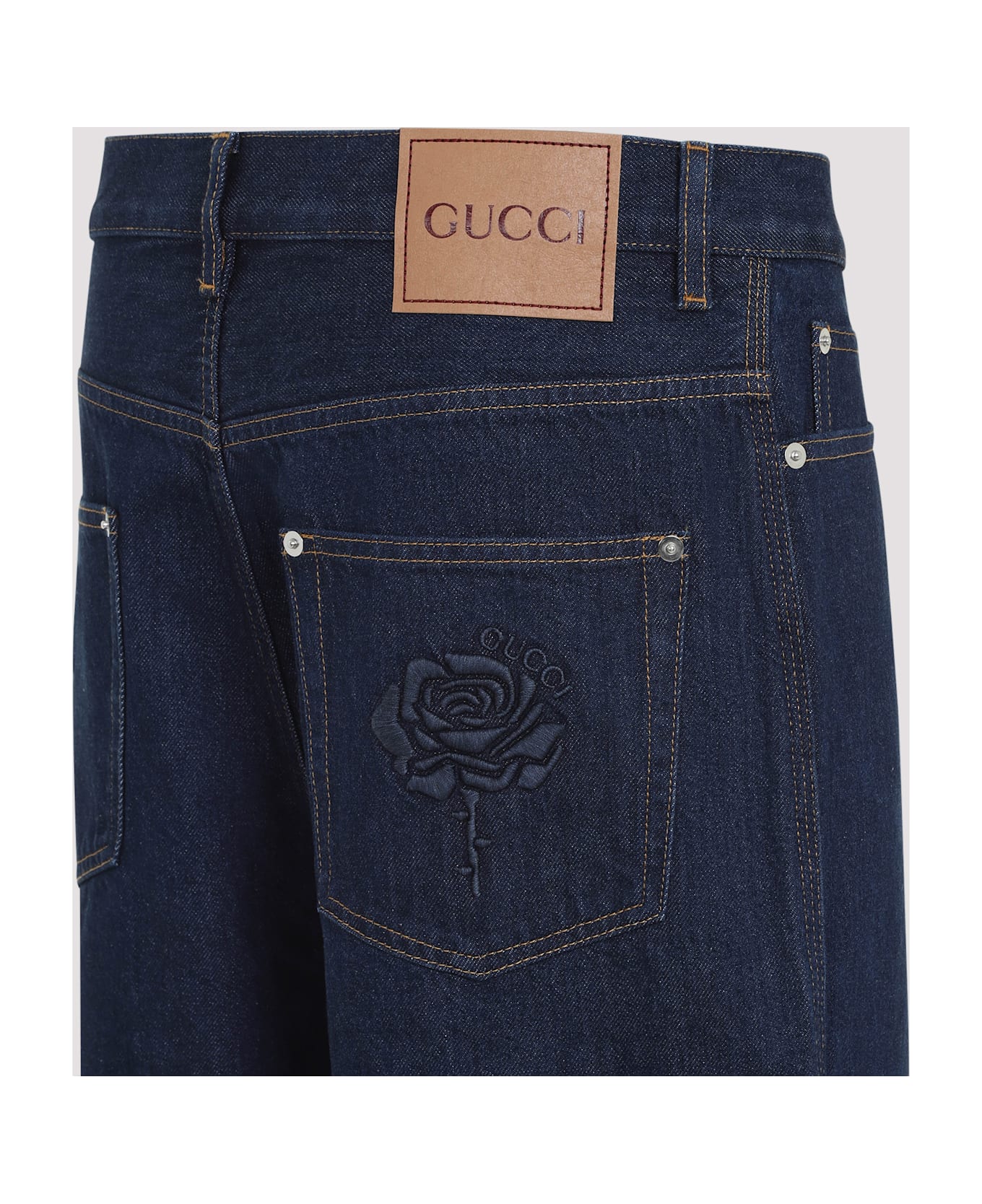 Gucci Embroidered Jeans - Dark Blue Mix