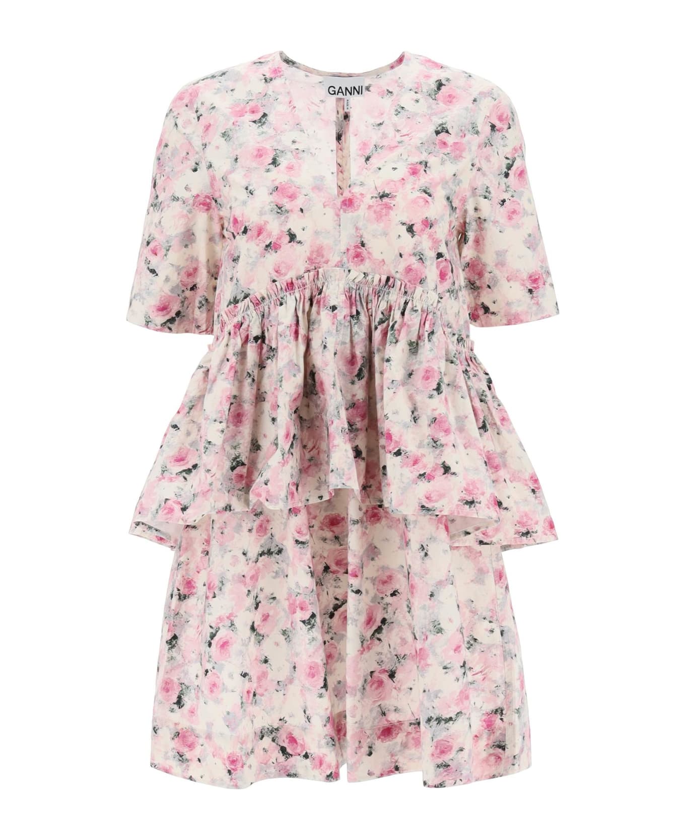 Ganni Organic Cotton Flounce Mini Dress - ORCHID SMOKE (Grey) ワンピース＆ドレス